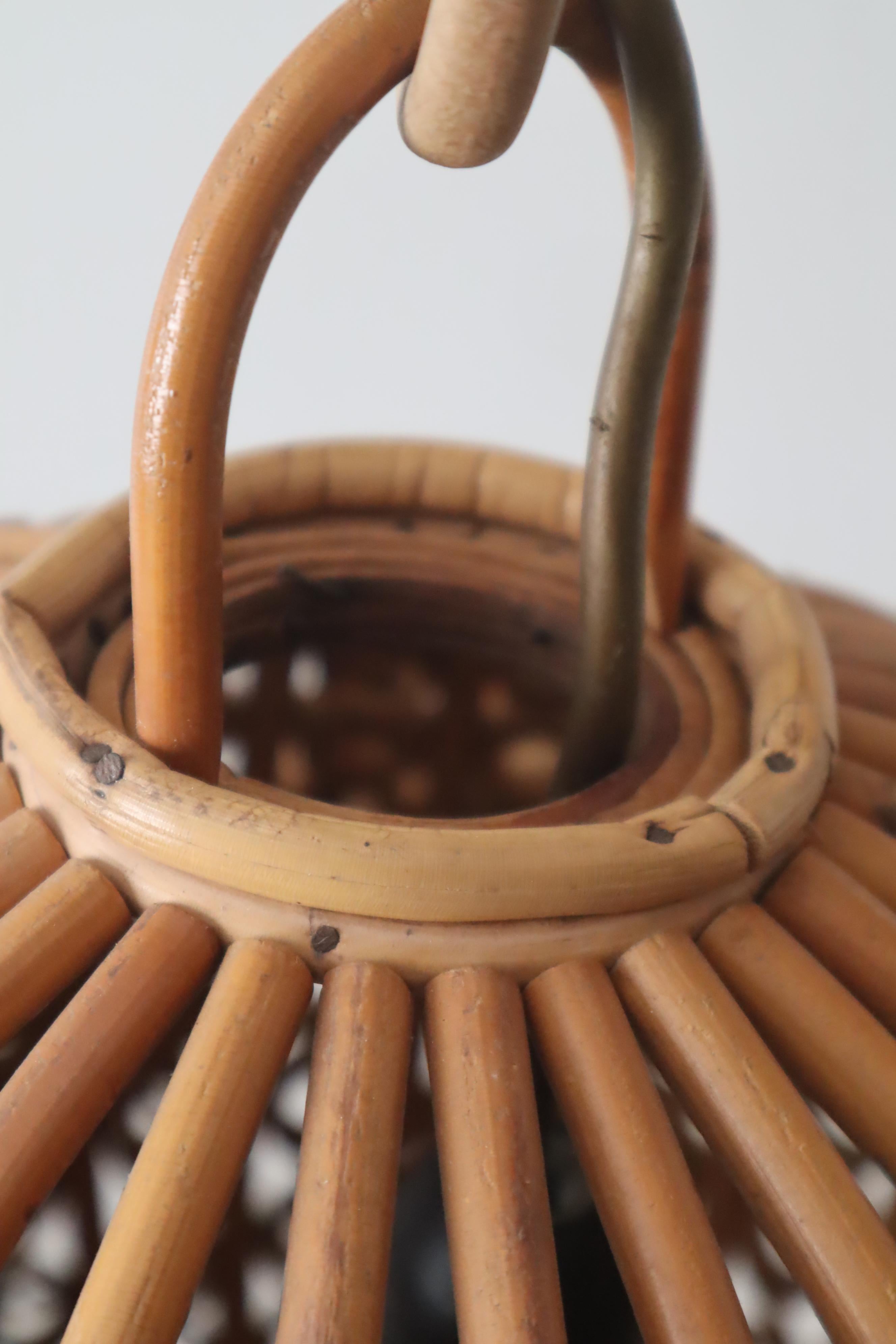 Mid-Century Bambus Saturn Ball  Kugellampe, Frankreich 1960er Jahre 4