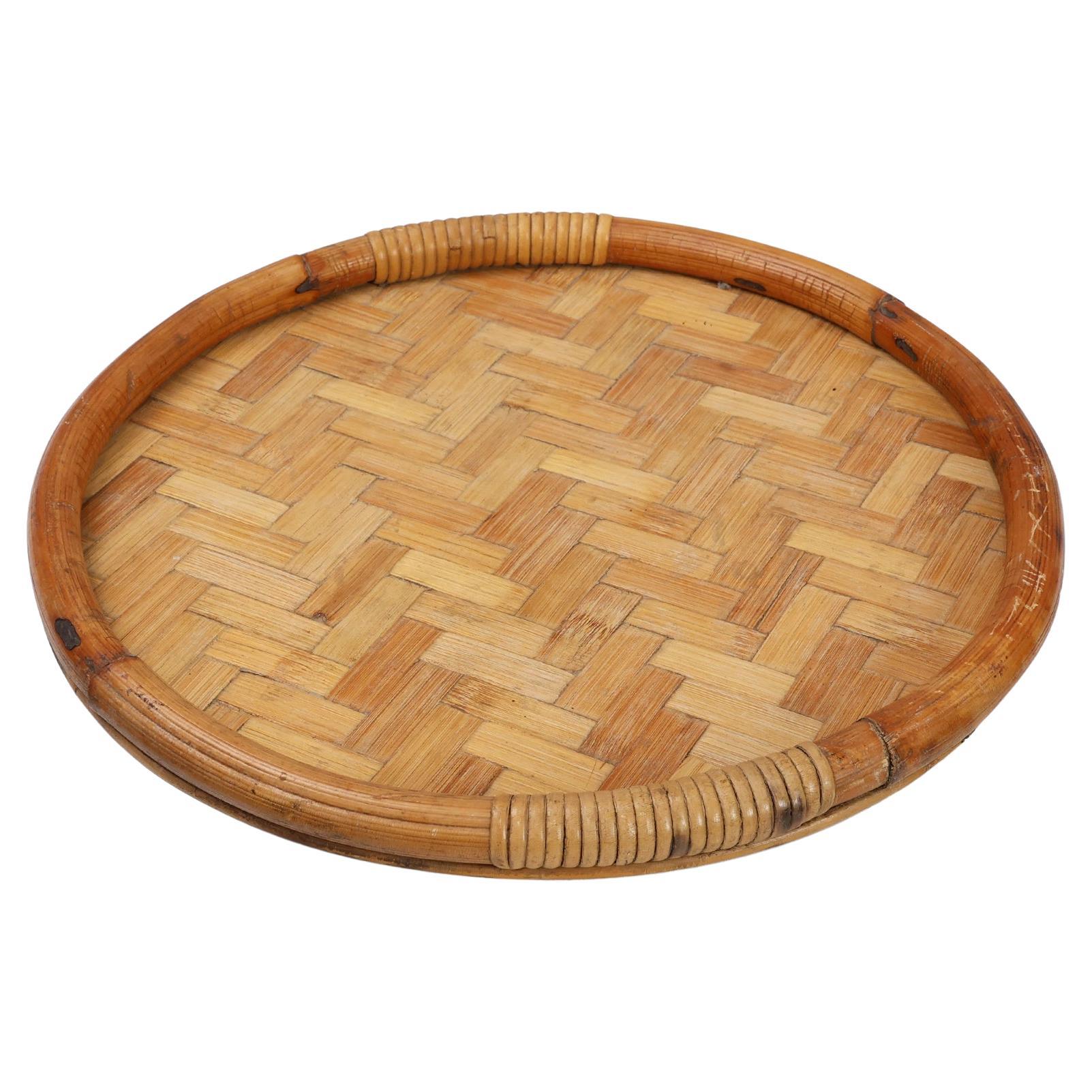 Mid-century bamboo serving tray, France 1960s For Sale