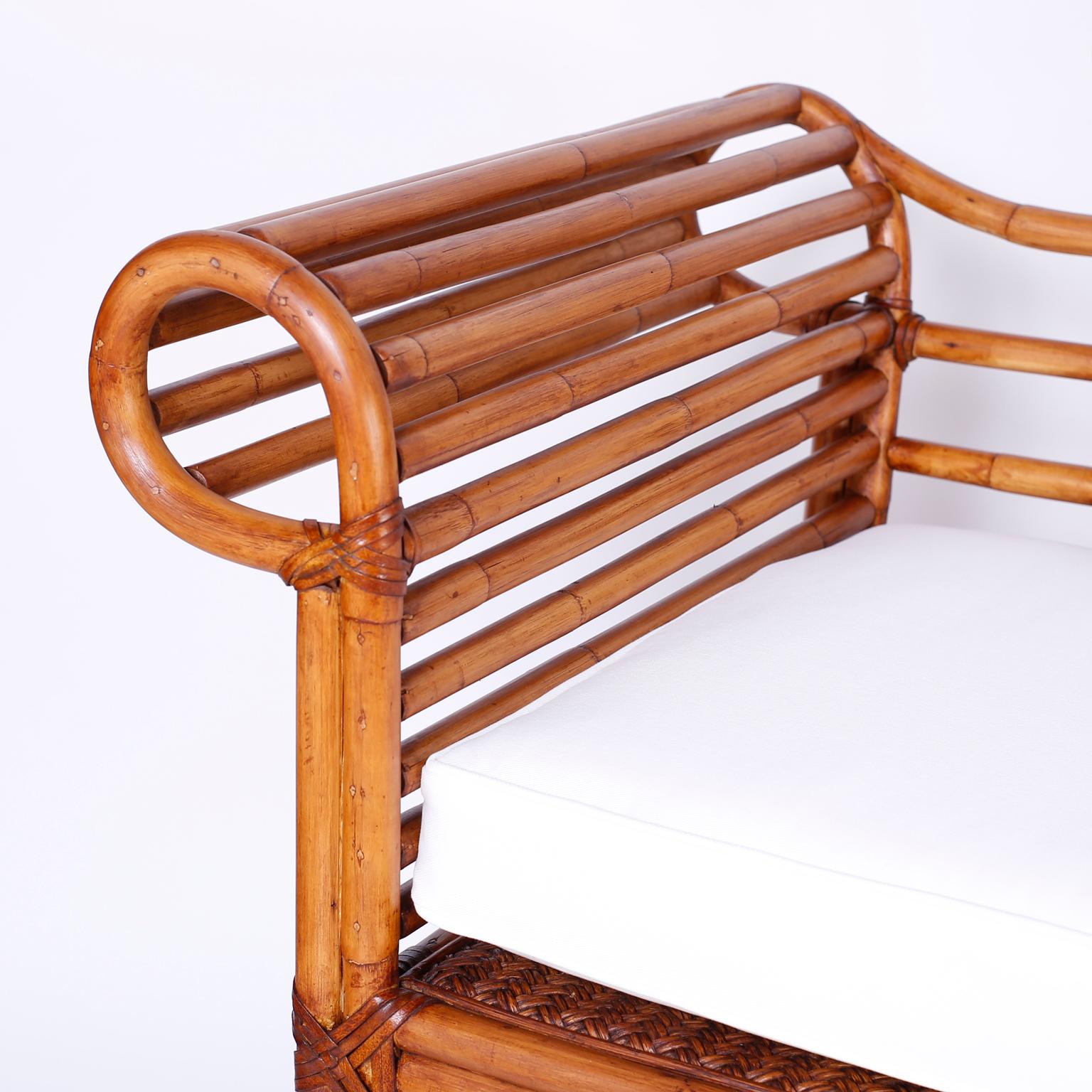 20th Century Midcentury Bamboo Settee