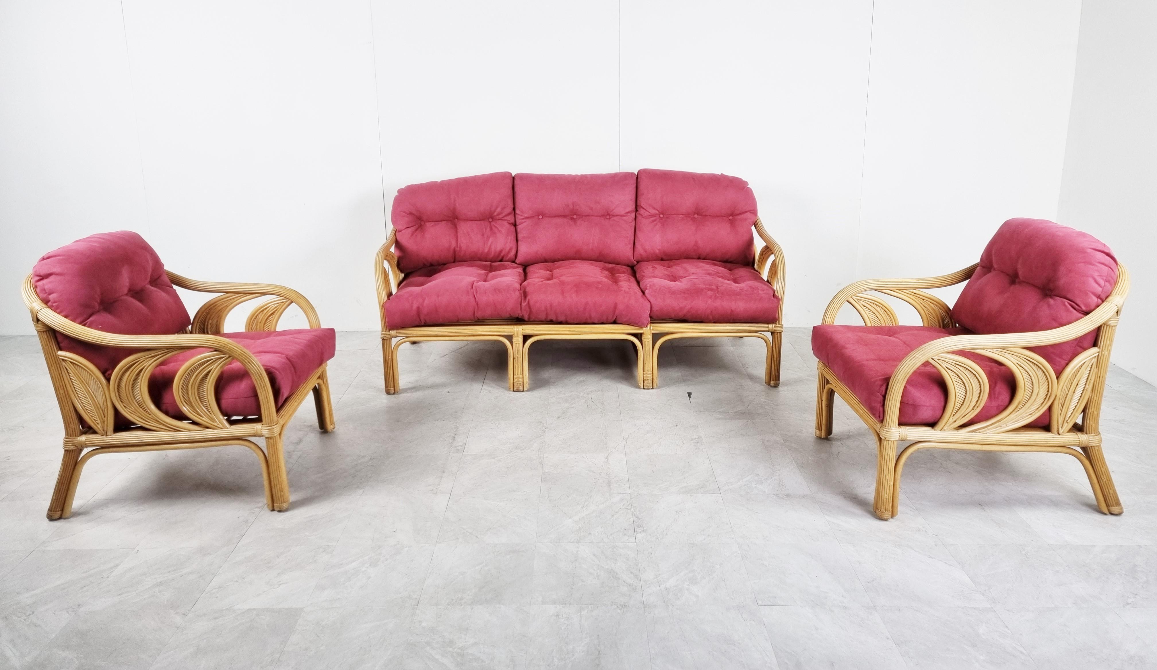 Mid Century Bamboo Sofa Set, 1980s In Good Condition In HEVERLEE, BE