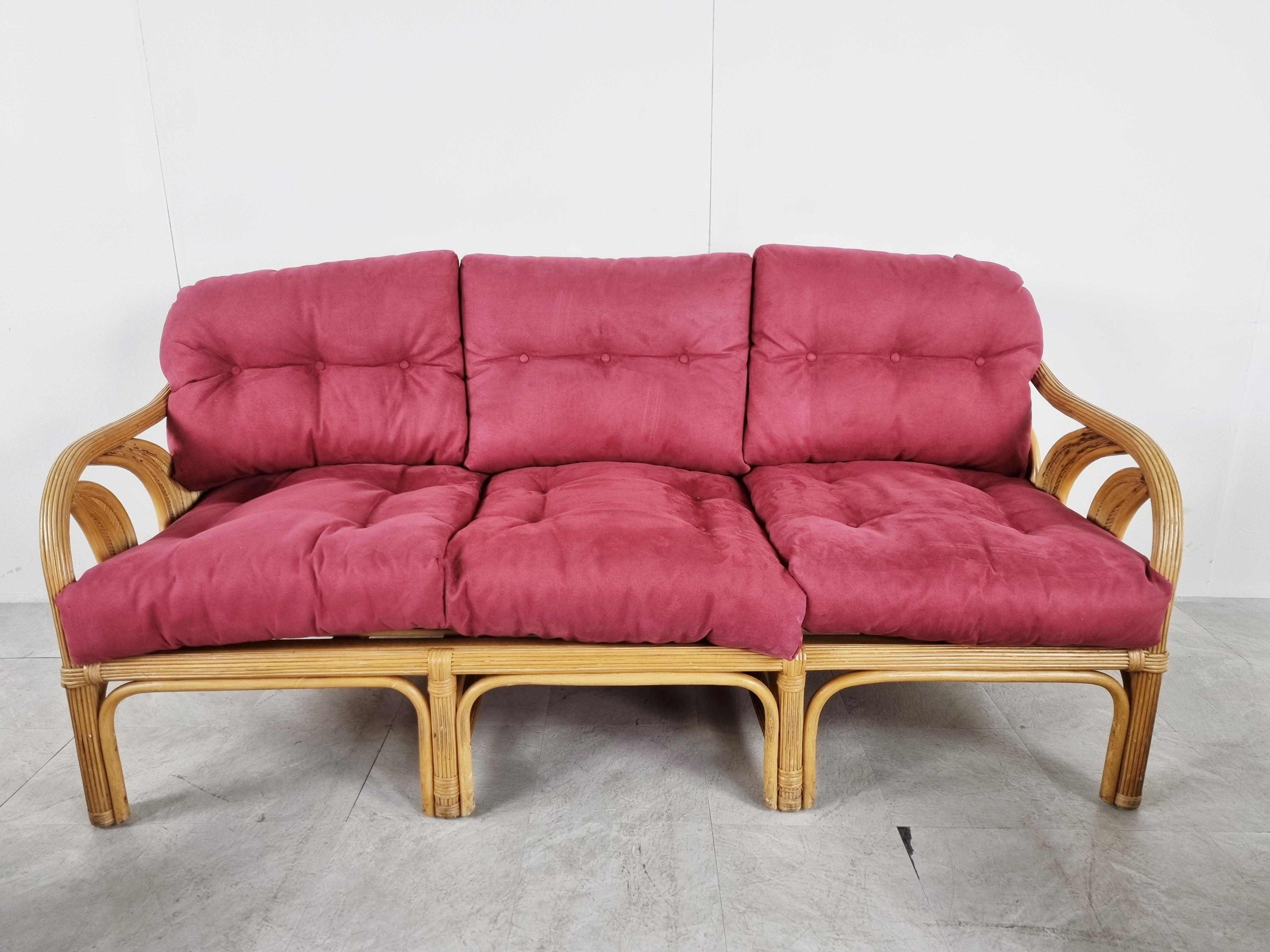 Late 20th Century Mid Century Bamboo Sofa Set, 1980s
