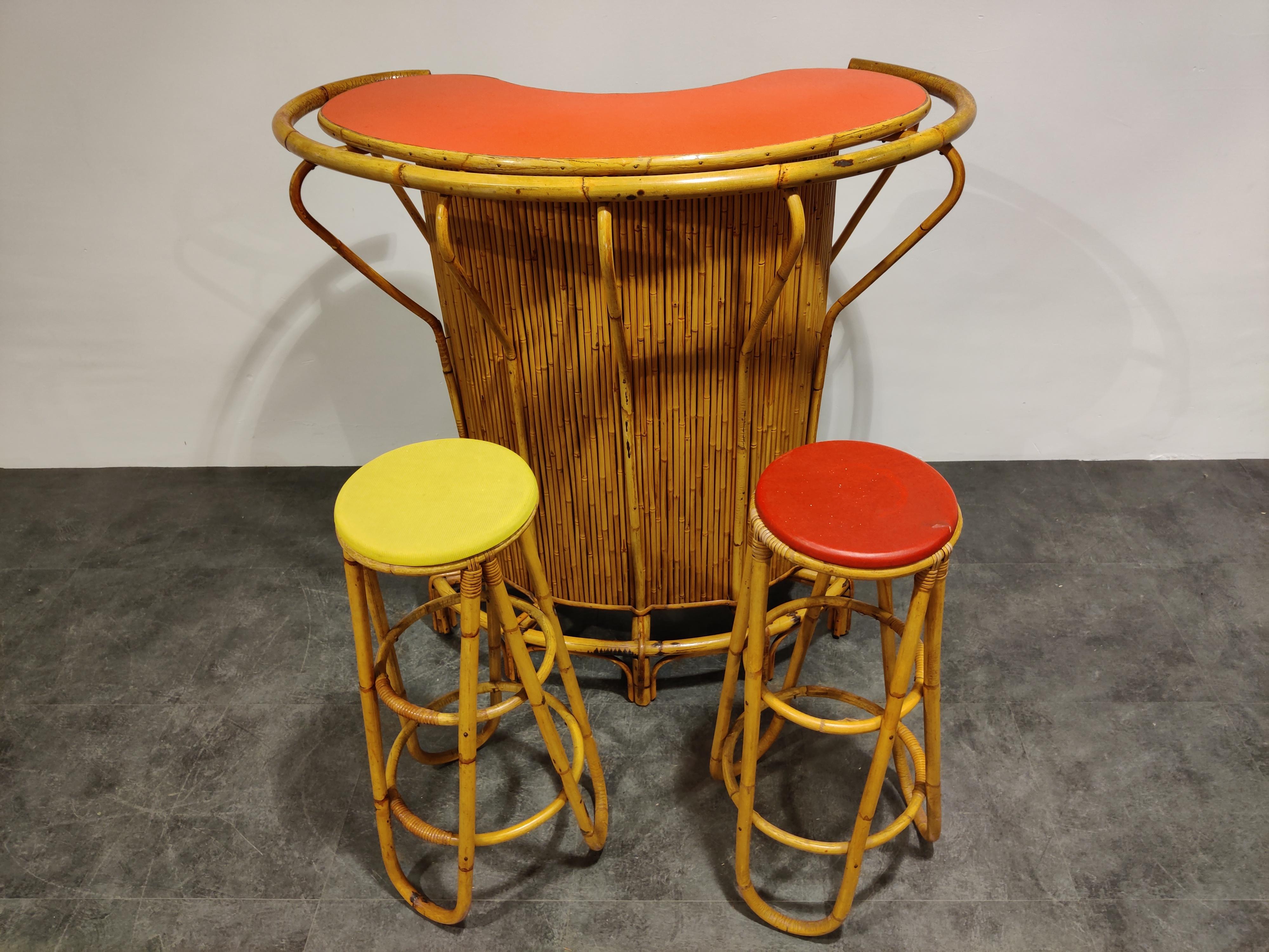 Mid-Century Modern Midcentury Bamboo Tiki Bar, 1960s