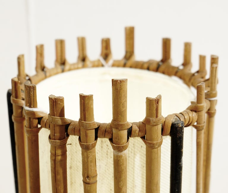 MidCentury Bamboo Tripod Floor Lamp For Sale at 1stDibs