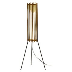 Mid-Century Bamboo Tripod Floor Lamp