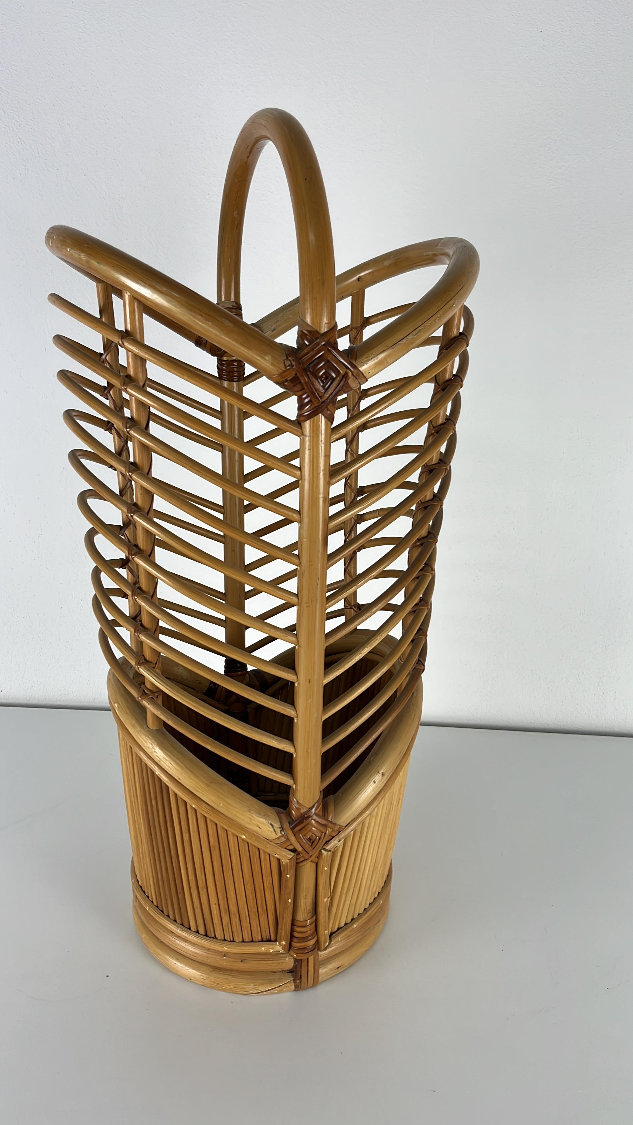 Mid-Century Bamboo Umbrella Stand, Made in Italy, 1960s In Good Condition For Sale In Palermo, IT