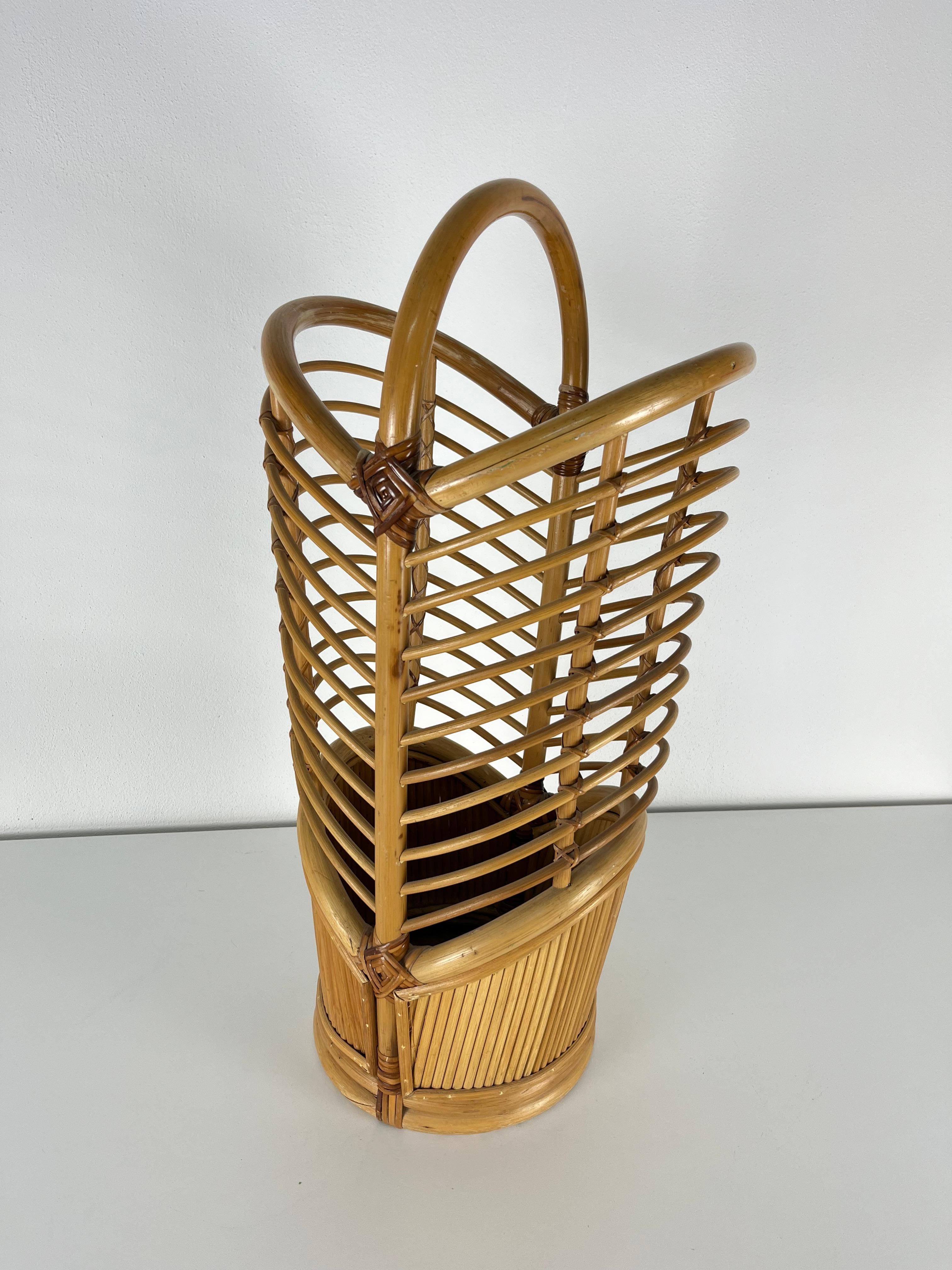 Mid-20th Century Mid-Century Bamboo Umbrella Stand, Made in Italy, 1960s For Sale