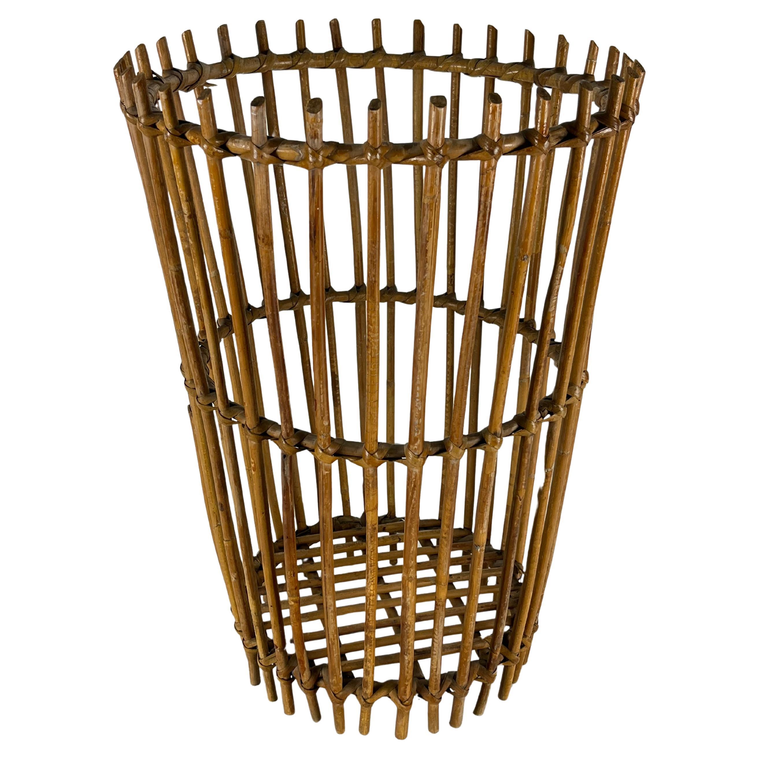 Mid-Century Bamboo Umbrella Stand, Made in Italy, 1960s For Sale