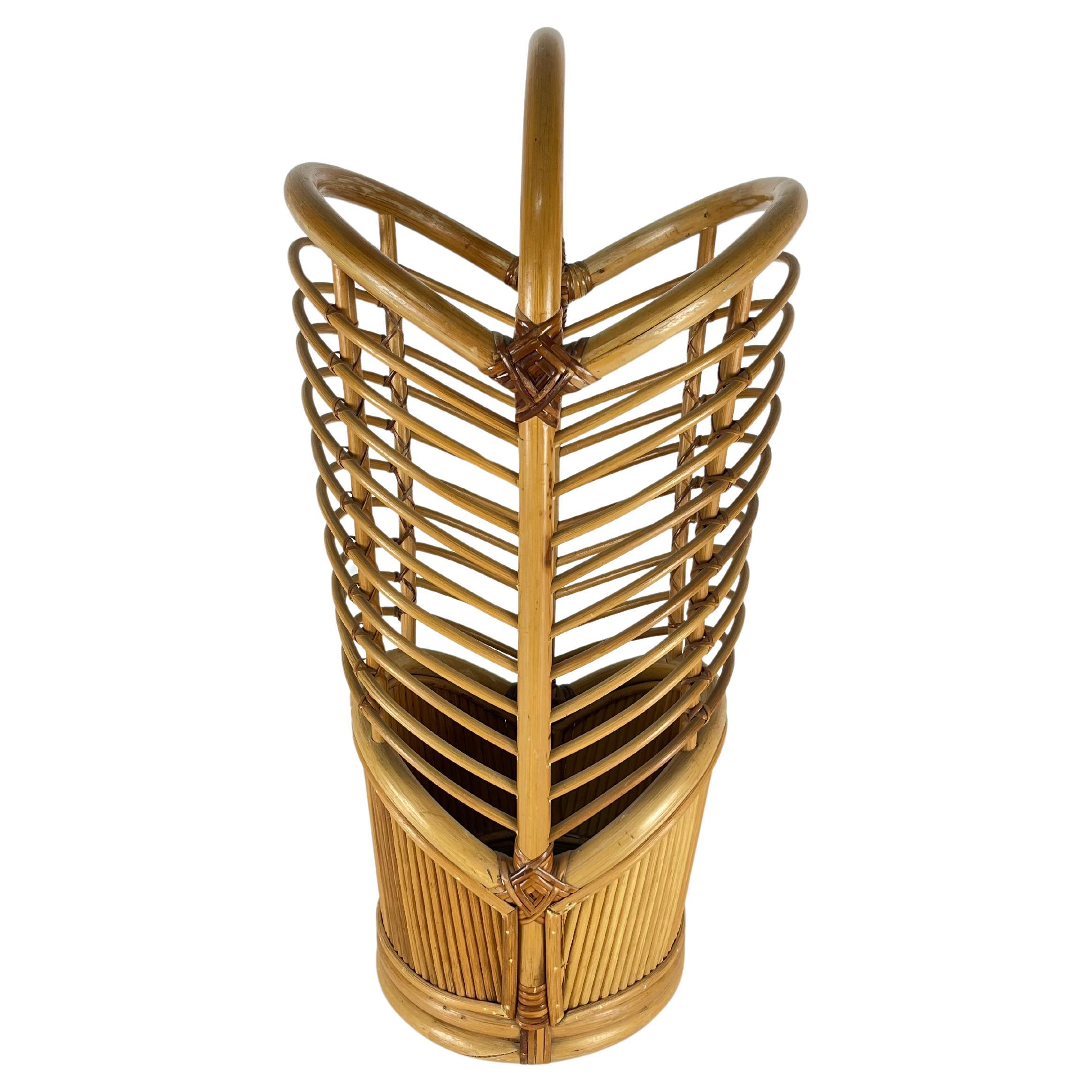 Mid-Century Bamboo Umbrella Stand, Made in Italy, 1960s