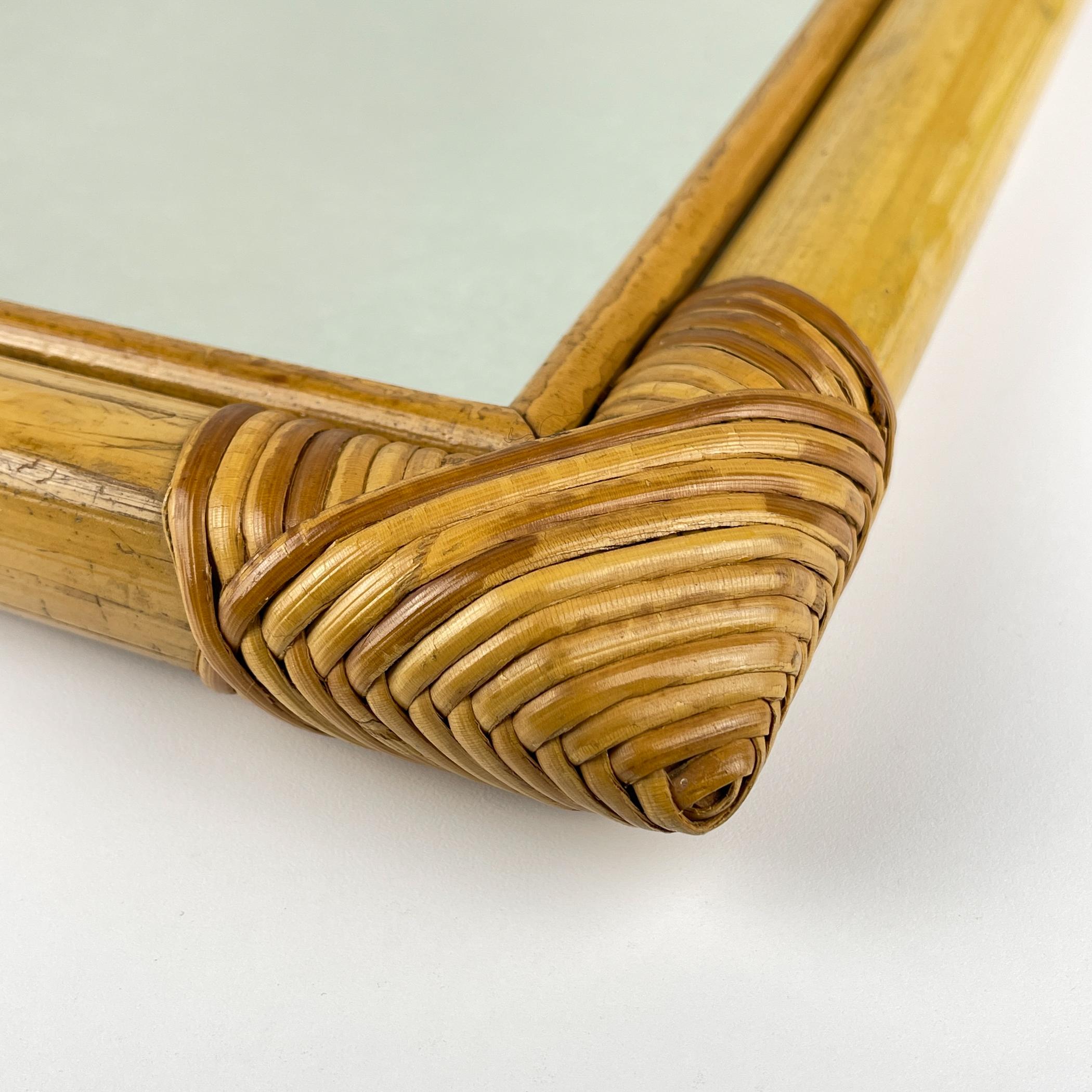 Mid-Century Bamboo Wall Mirror, Italy, 1960s For Sale 4