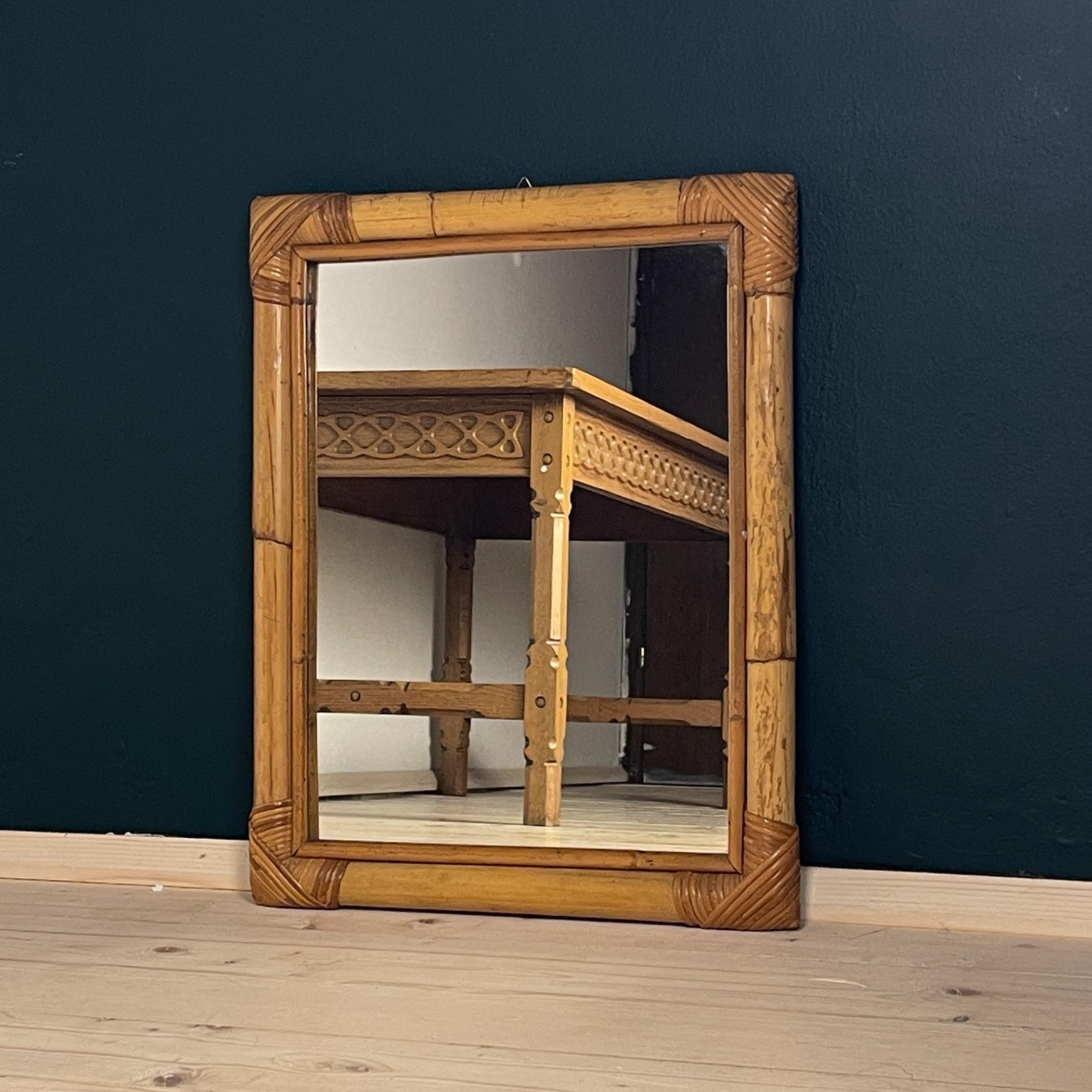 Mid-Century Bamboo Wall Mirror, Italy, 1960s For Sale 5