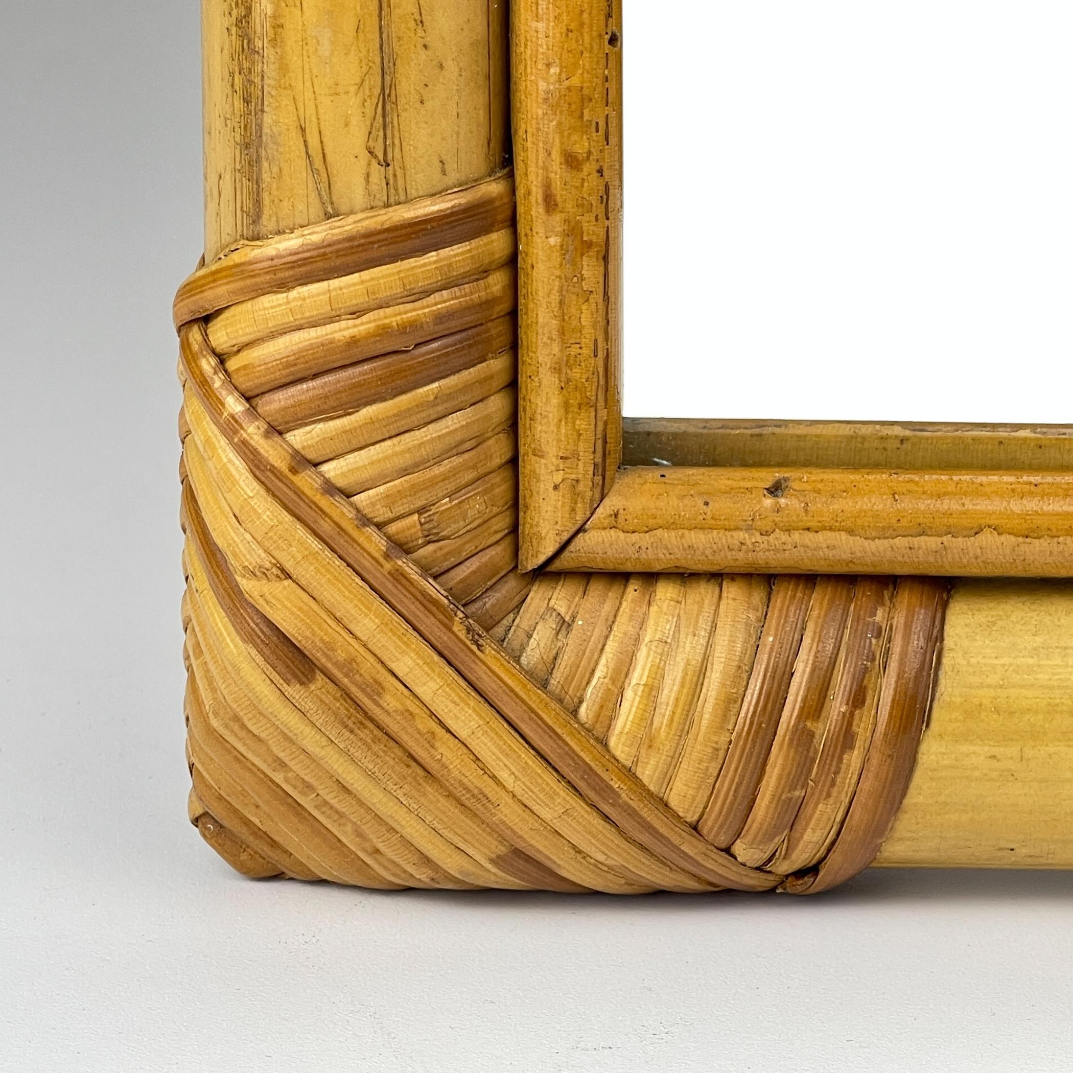 Mid-Century Bamboo Wall Mirror, Italy, 1960s For Sale 6