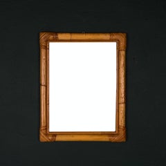 Mid-Century Bamboo Wall Mirror, Italy, 1960s