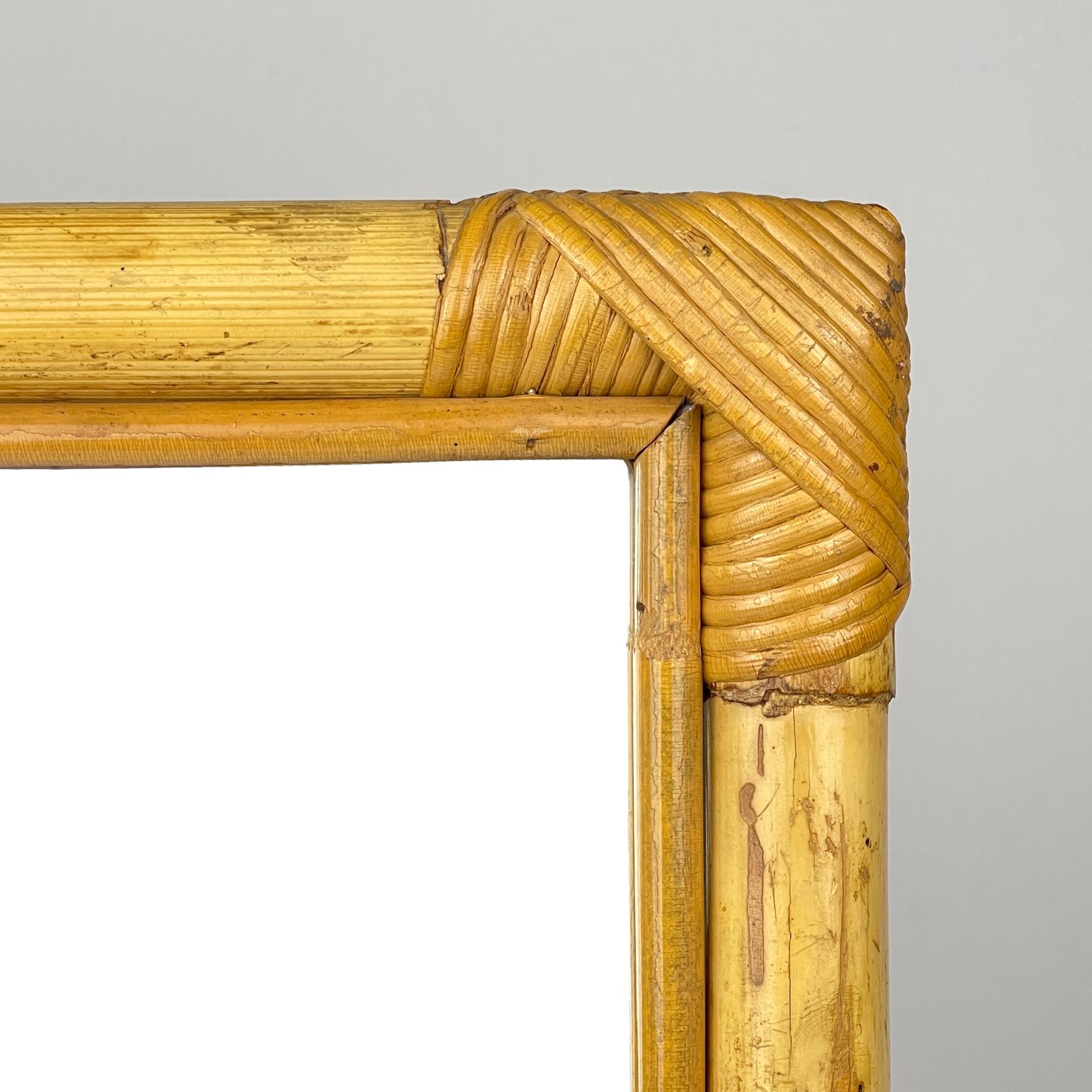 Mid-Century Modern Mid-Century Bamboo Wall Mirror, Italy, 1960s For Sale