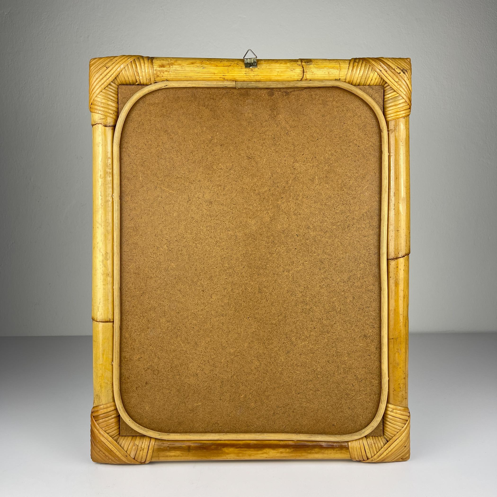 20th Century Mid-Century Bamboo Wall Mirror, Italy, 1960s For Sale