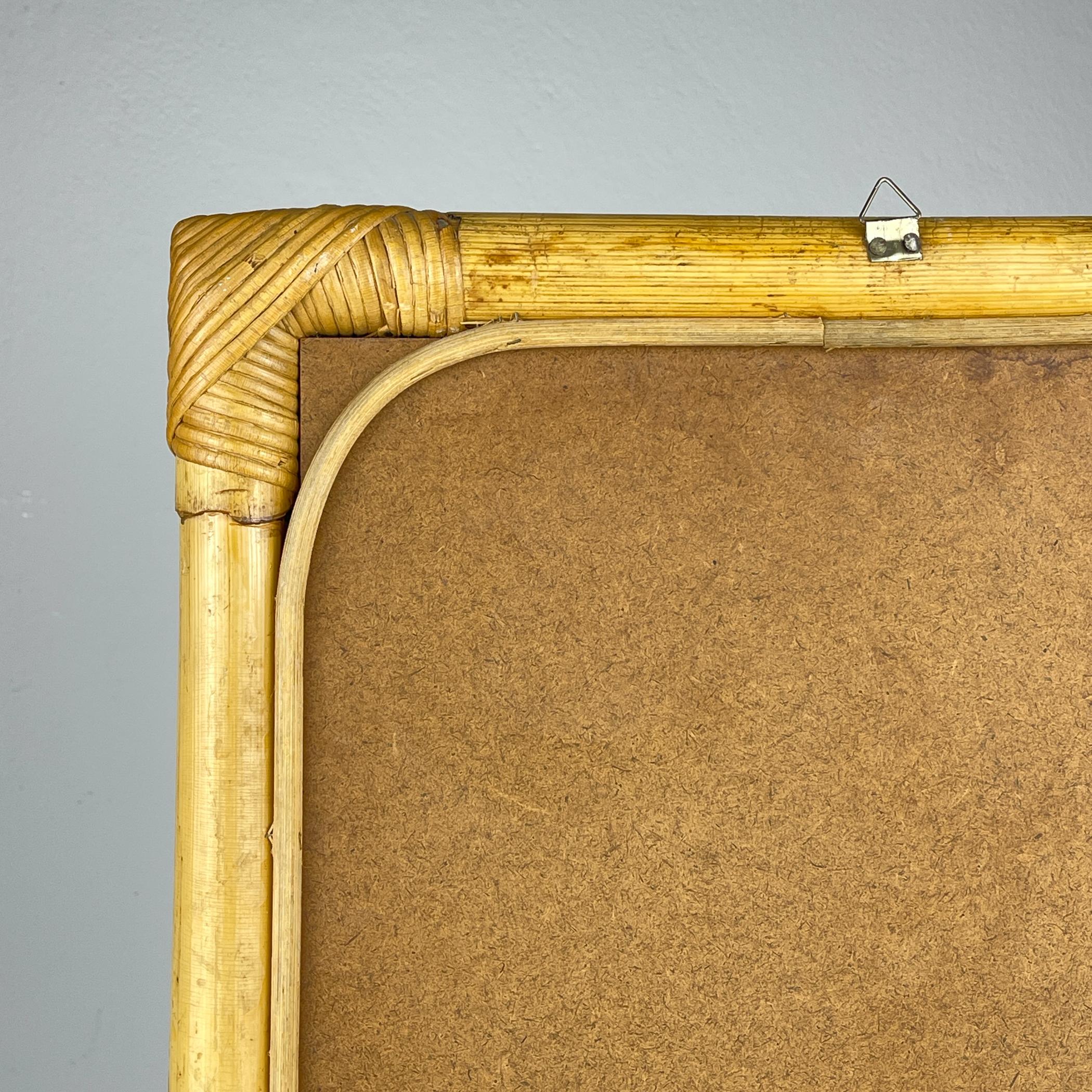Mid-Century Bamboo Wall Mirror, Italy, 1960s For Sale 1