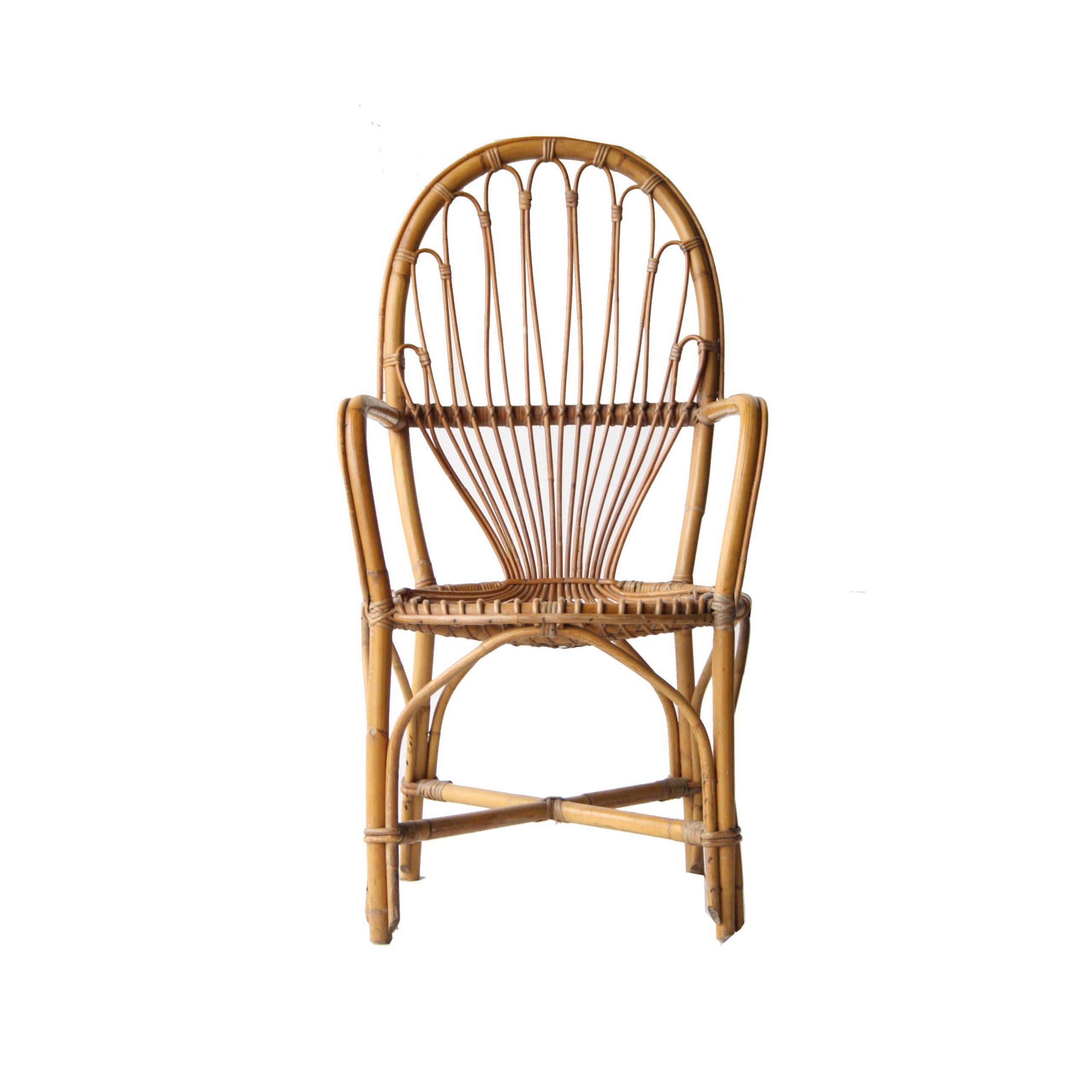 Pair of handcrafted armchairs, made of bamboo and wicker.