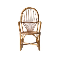 Midcentury Bamboo Wicker Pair of Armchairs, France, 1970