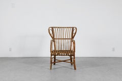 Mid-Century Bamboo Wingback Armchair in the Franco Albini Style