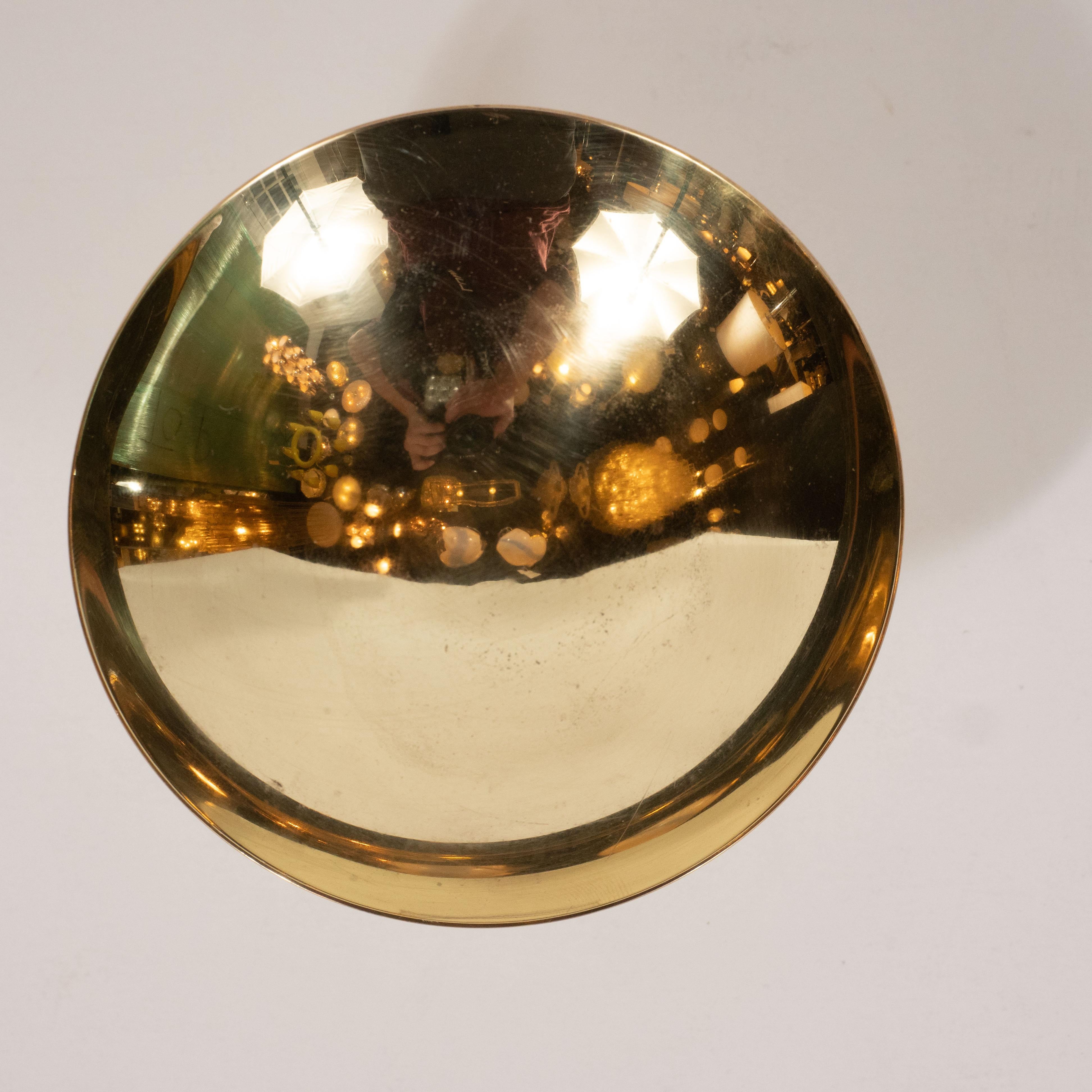 Midcentury Banded Brass Dish by Tommi Parzinger for Dorlyn Silversmiths In Excellent Condition In New York, NY