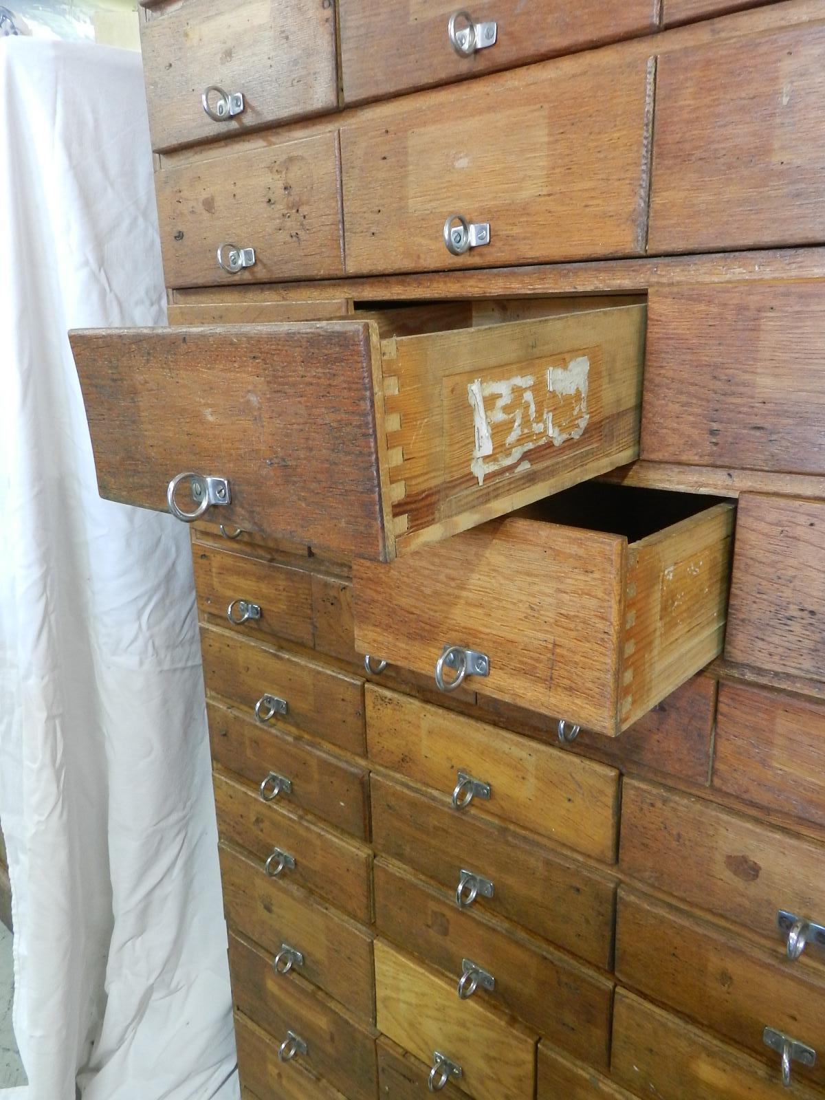 Mid-Century Modern Midcentury Bank of Drawers French Pine Collectors Chest Meuble de Metier