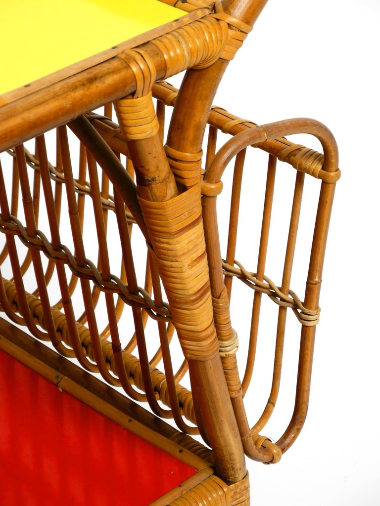 MidCentury Bar and Serving Trolley Made of Bamboo with Formica