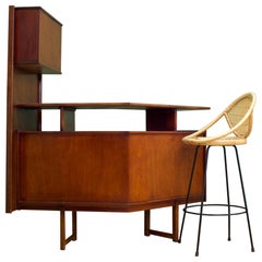 Mid Century Bar Cabinet Cocktail Bar from Turnidge with Stool, 1960s