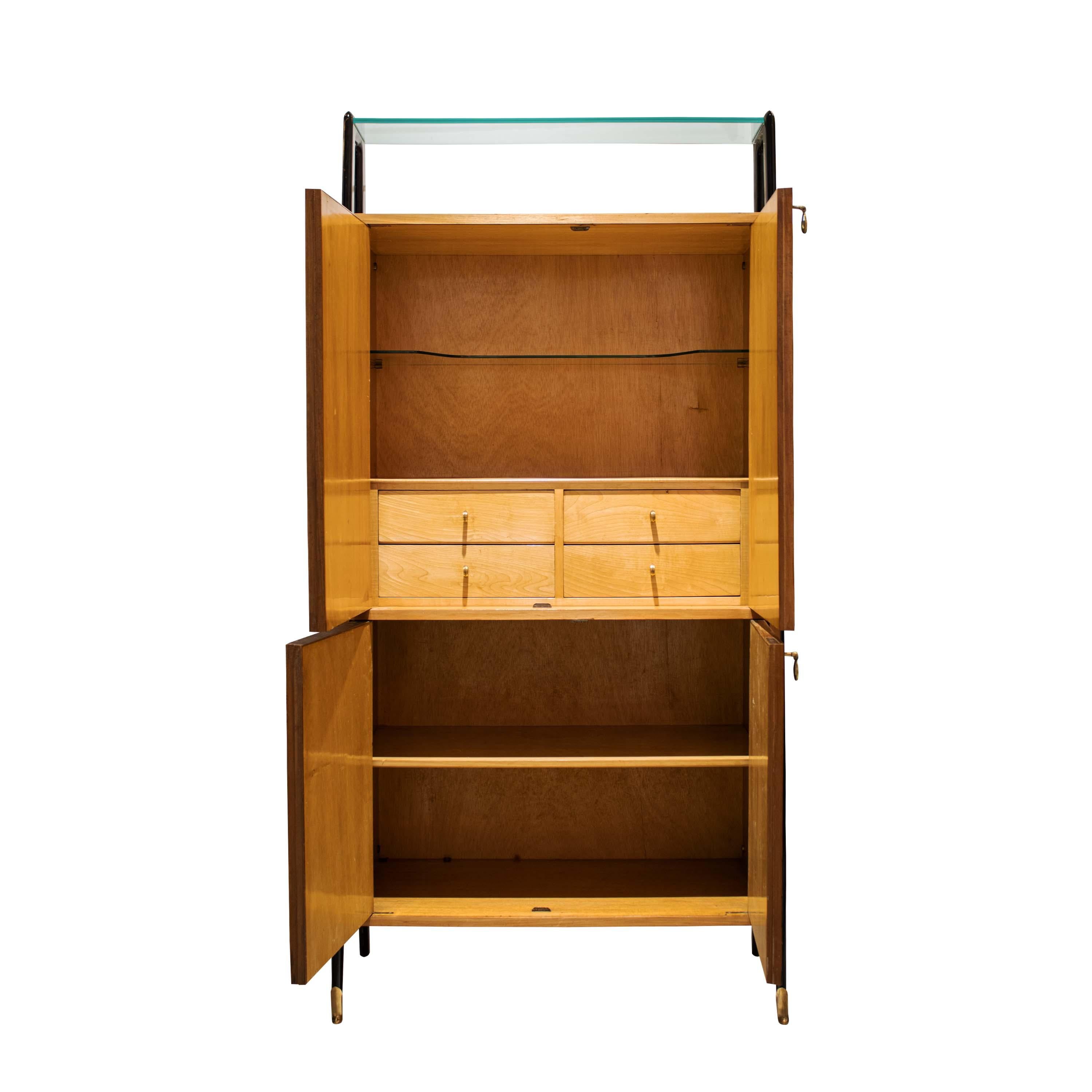 Ottone Mobile bar di metà secolo progettato da Ico Parisi, Italia, 1950 in vendita
