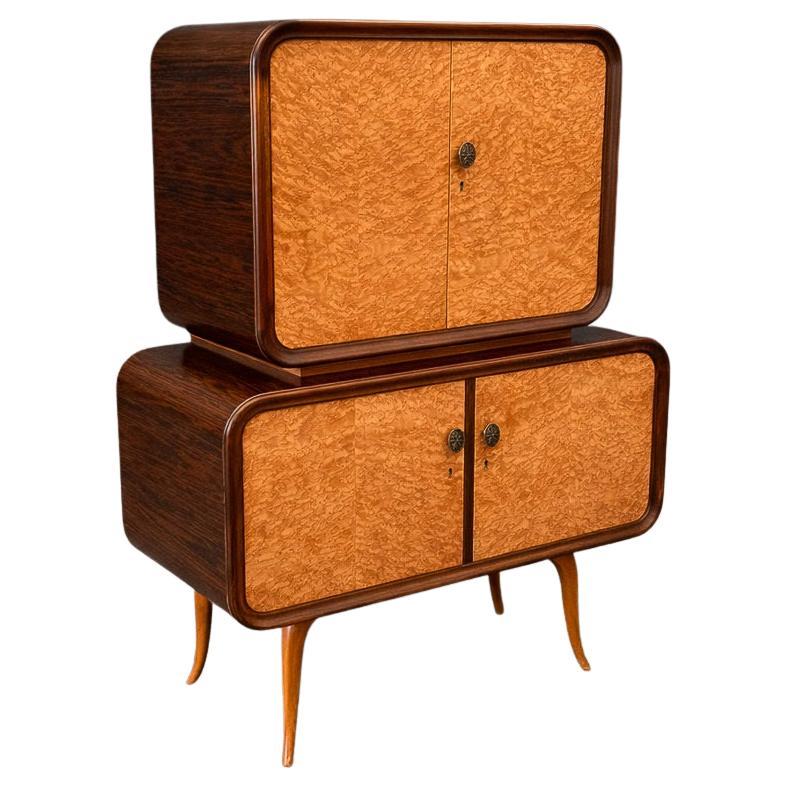 Mid-Century Bar Cabinet in Rosewood with Mirrored & Glass Interior, Brazil 1960s