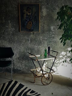 Mid-Century Bar Cart Brass and Wood by Cesare Lacca, Italie, 1950s