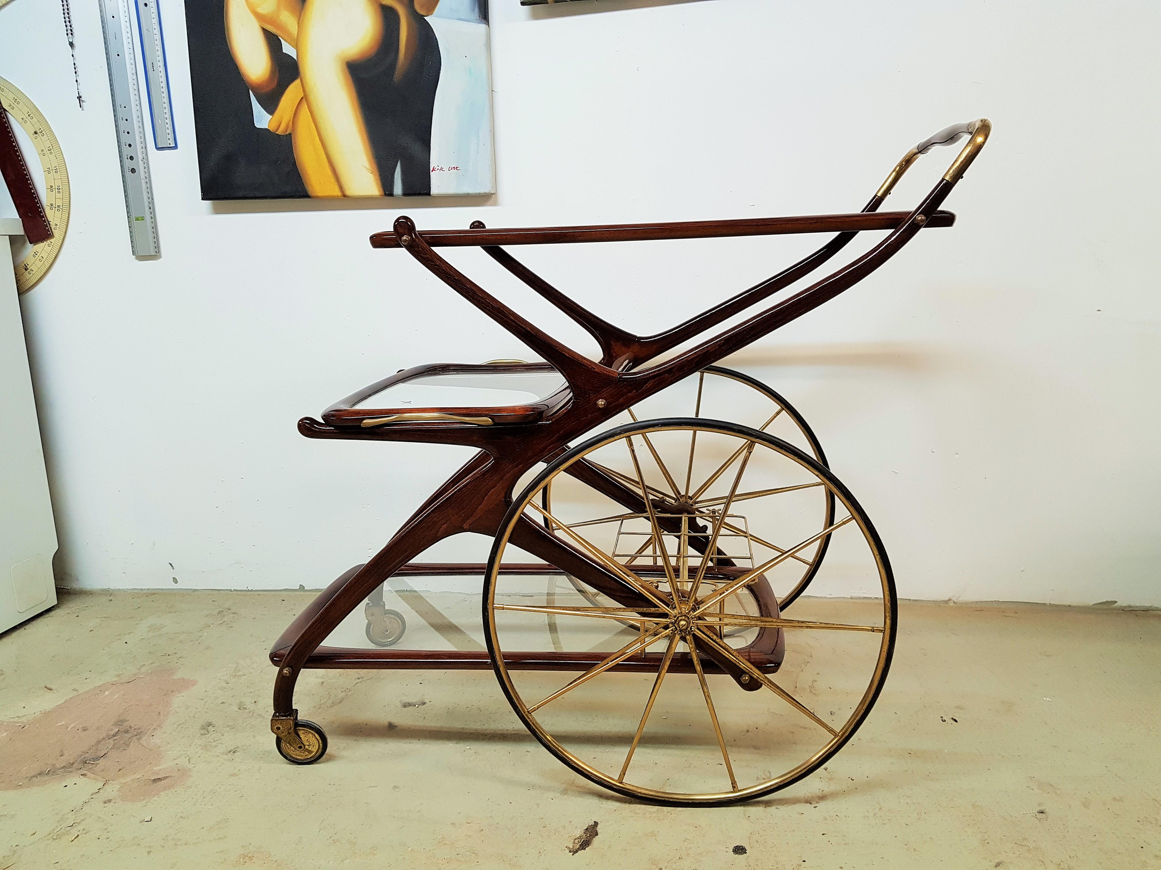 Midcentury Bar Cart by C. Lacca, Italy, 1950s 10