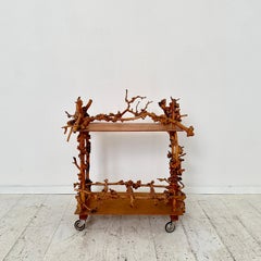 Sculptural Mid Century Bar Cart in Brown Burl and Root Wood, around 1960
