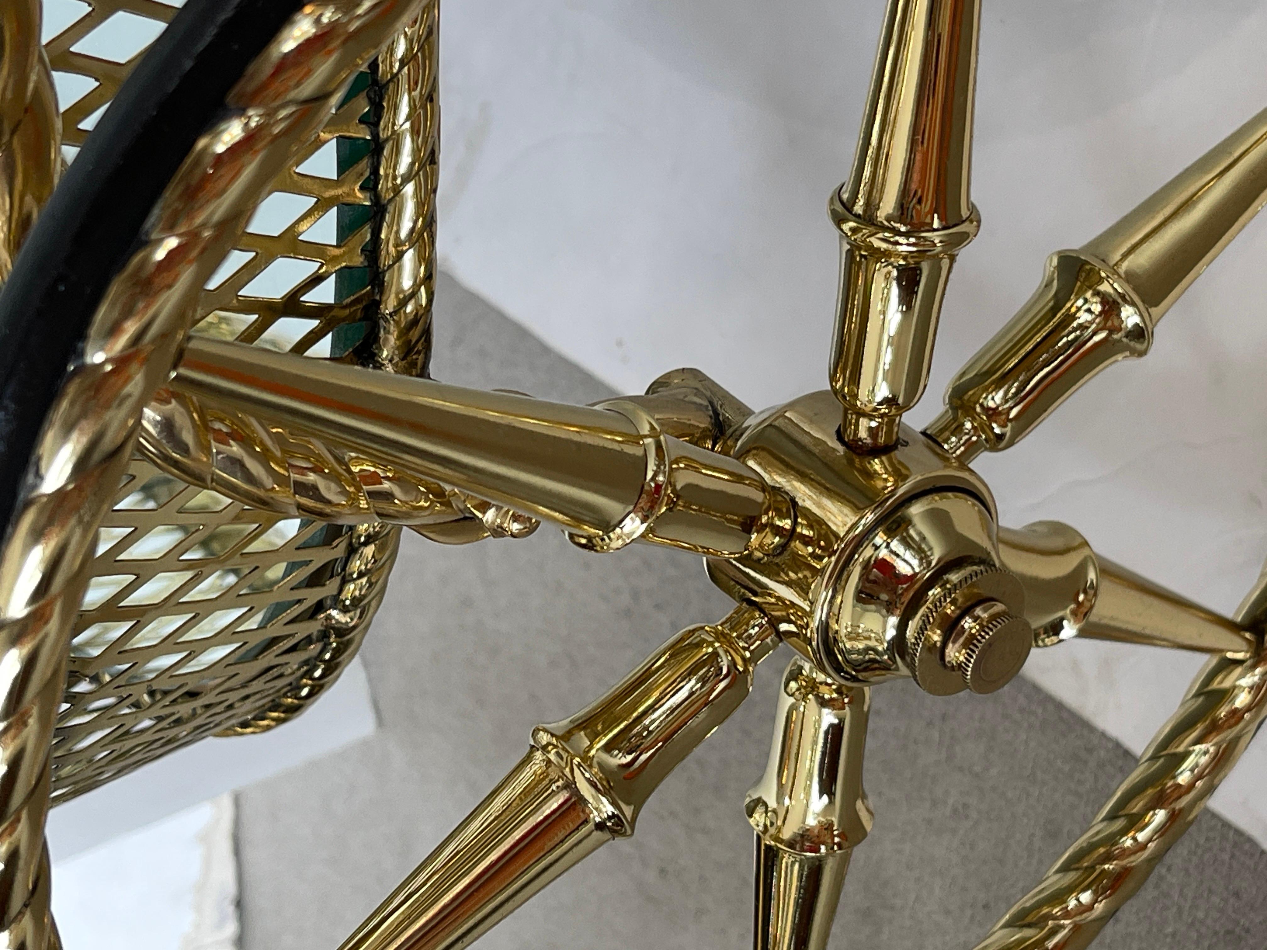 Mid Century Bar Cart  Polished  Solid Brass Rope Design 2 Tier,  Italy  1960s 13