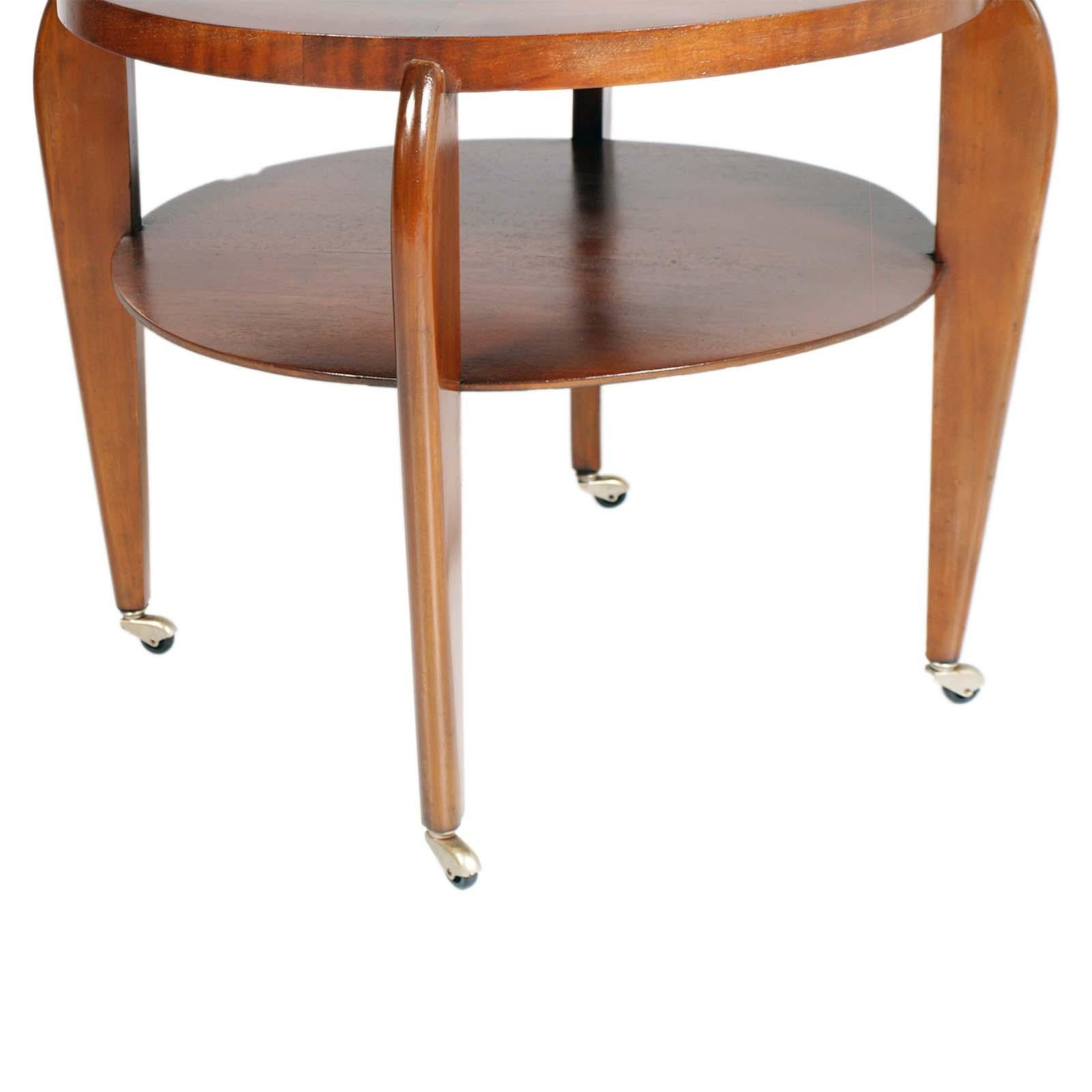 Italian Mid Century Bar Cart Two Tiered Round Coffee Table by Paolo Buffa per Brugnoli  For Sale