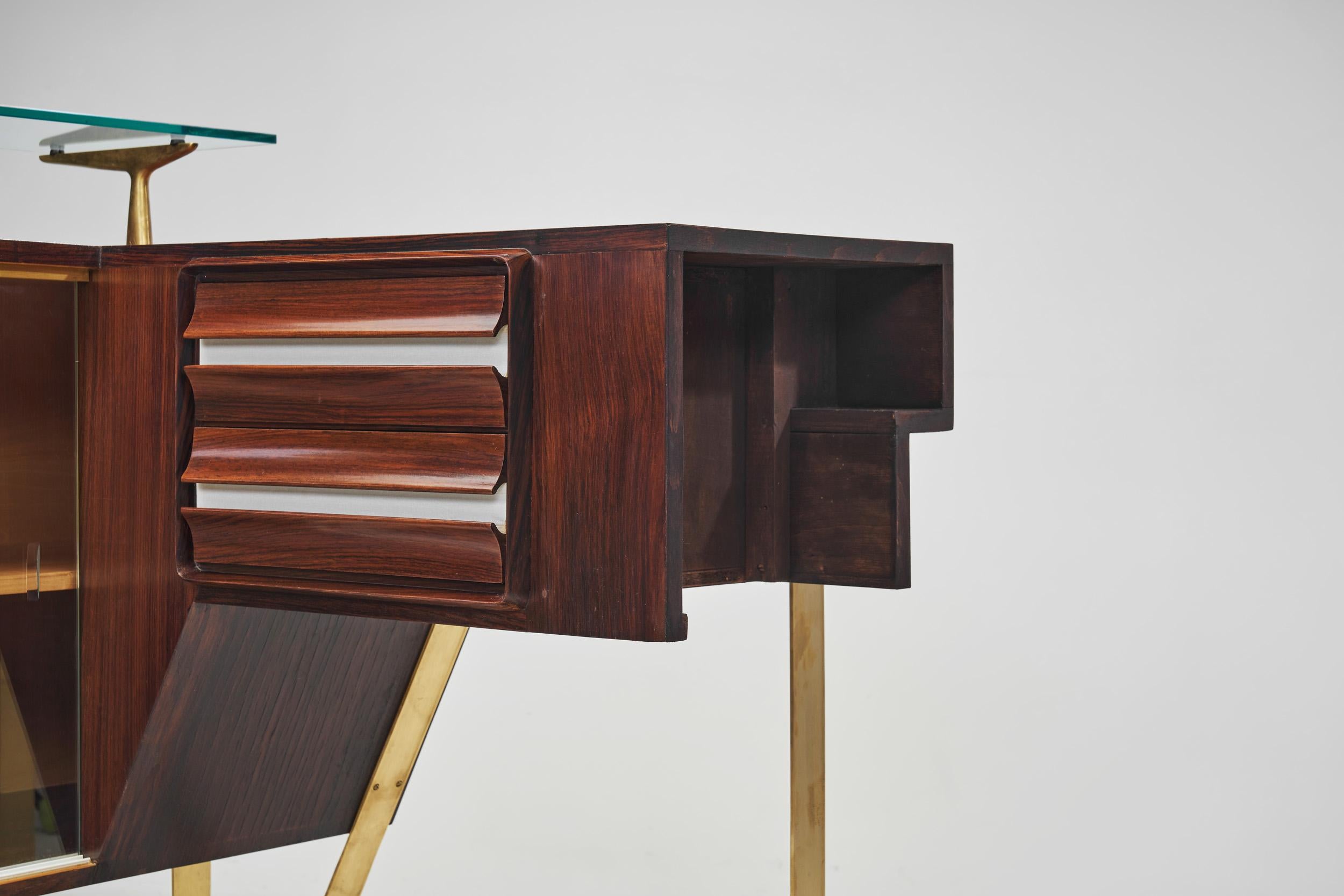 Brass Mid-Century Bar Counter by Luigi Scremin (Attr.), Italy 1950s For Sale