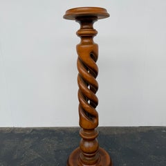Mid Century Barley Twist Pedestal in Polished Walnut 1960s