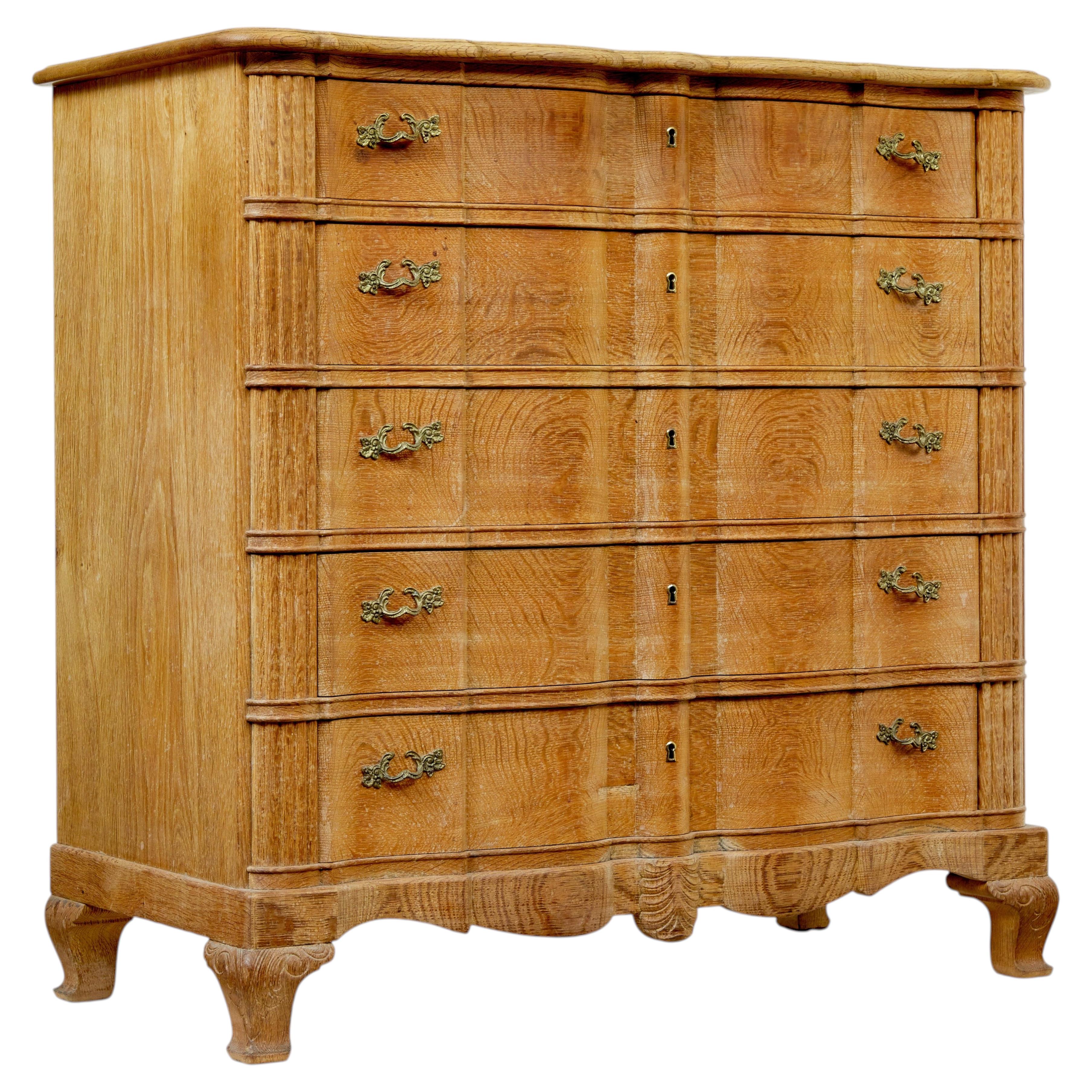 Mid Century baroque revival solid oak chest of drawers