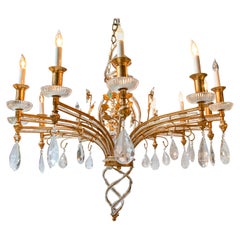 Mid-Century Baroque Rock Crystal Chandelier