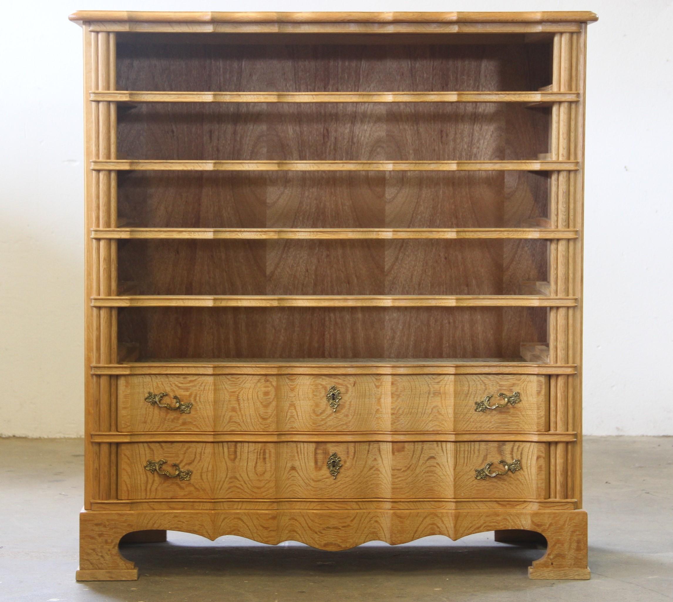 Mid-century Baroque Style Danish Oak High Boy Dresser 1960s For Sale 7