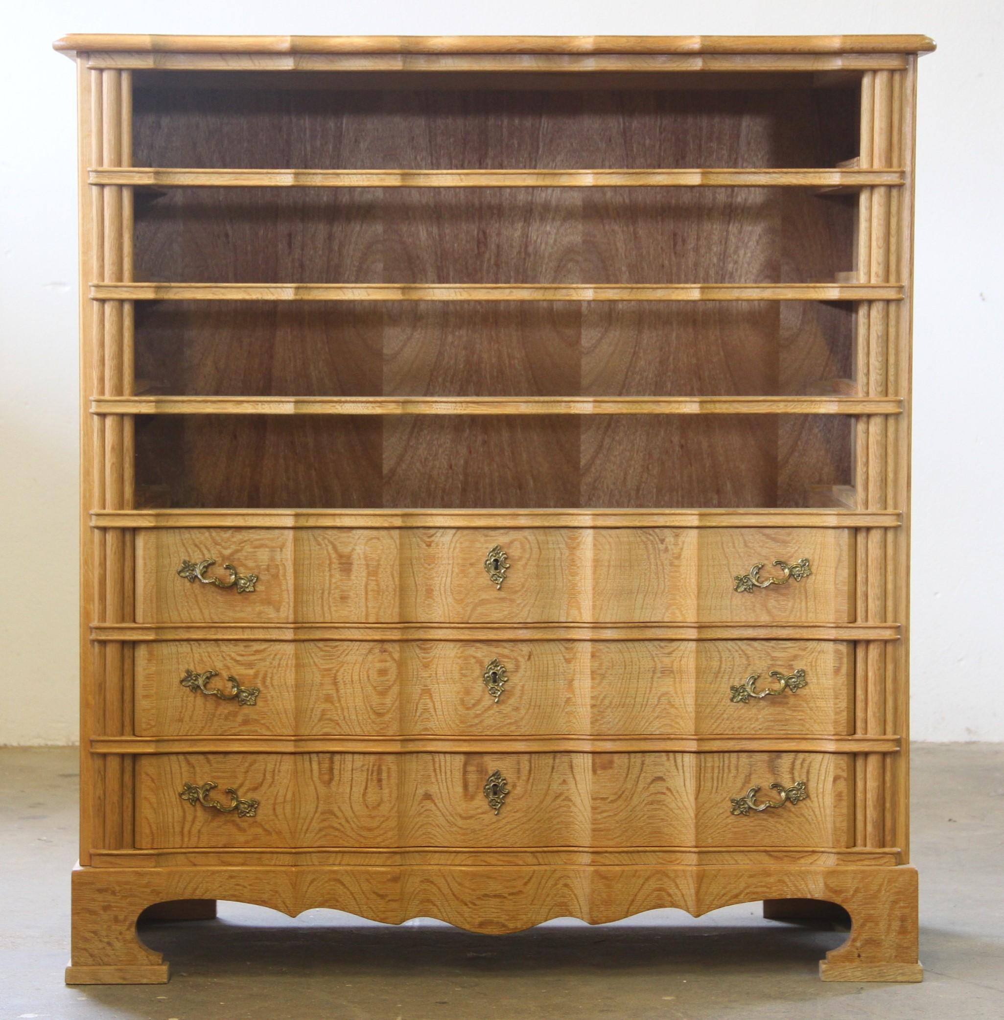 Mid-century Baroque Style Danish Oak High Boy Dresser 1960s For Sale 8