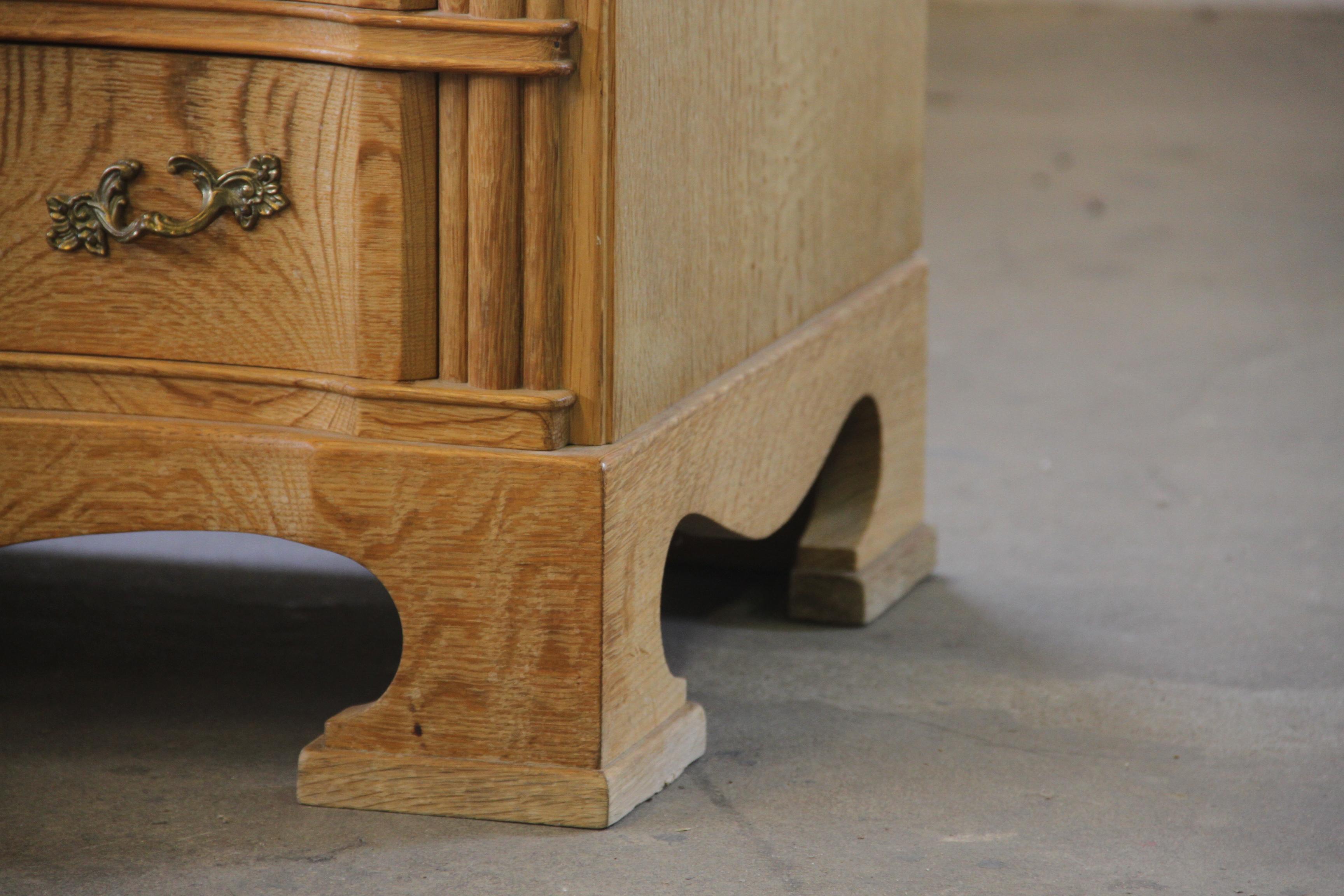 Mid-century Baroque Style Danish Oak High Boy Dresser 1960s For Sale 1