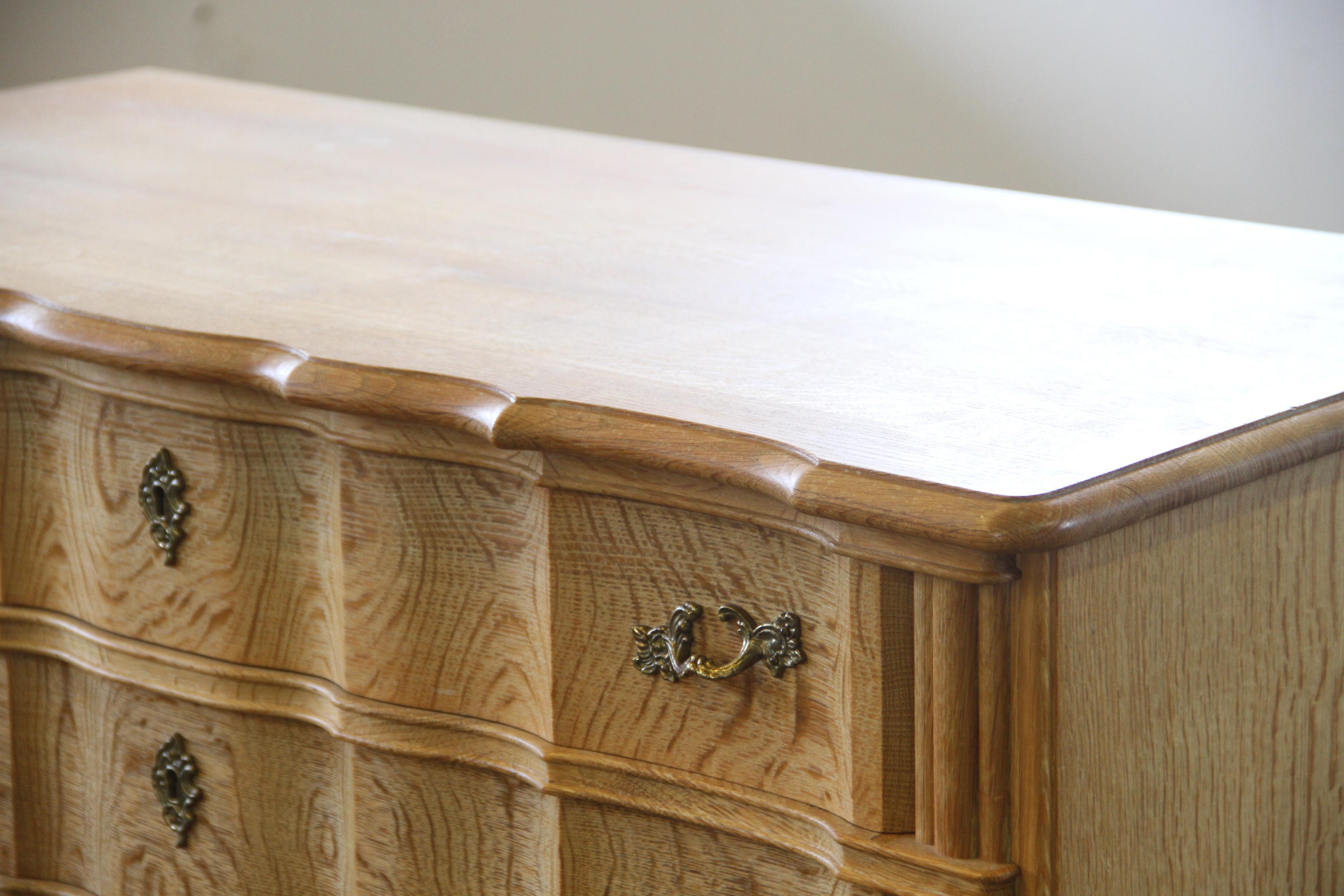 Mid-century Baroque Style Danish Oak High Boy Dresser 1960s For Sale 3