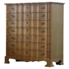 Mid-century Baroque Style Danish Oak High Boy Dresser 1960s
