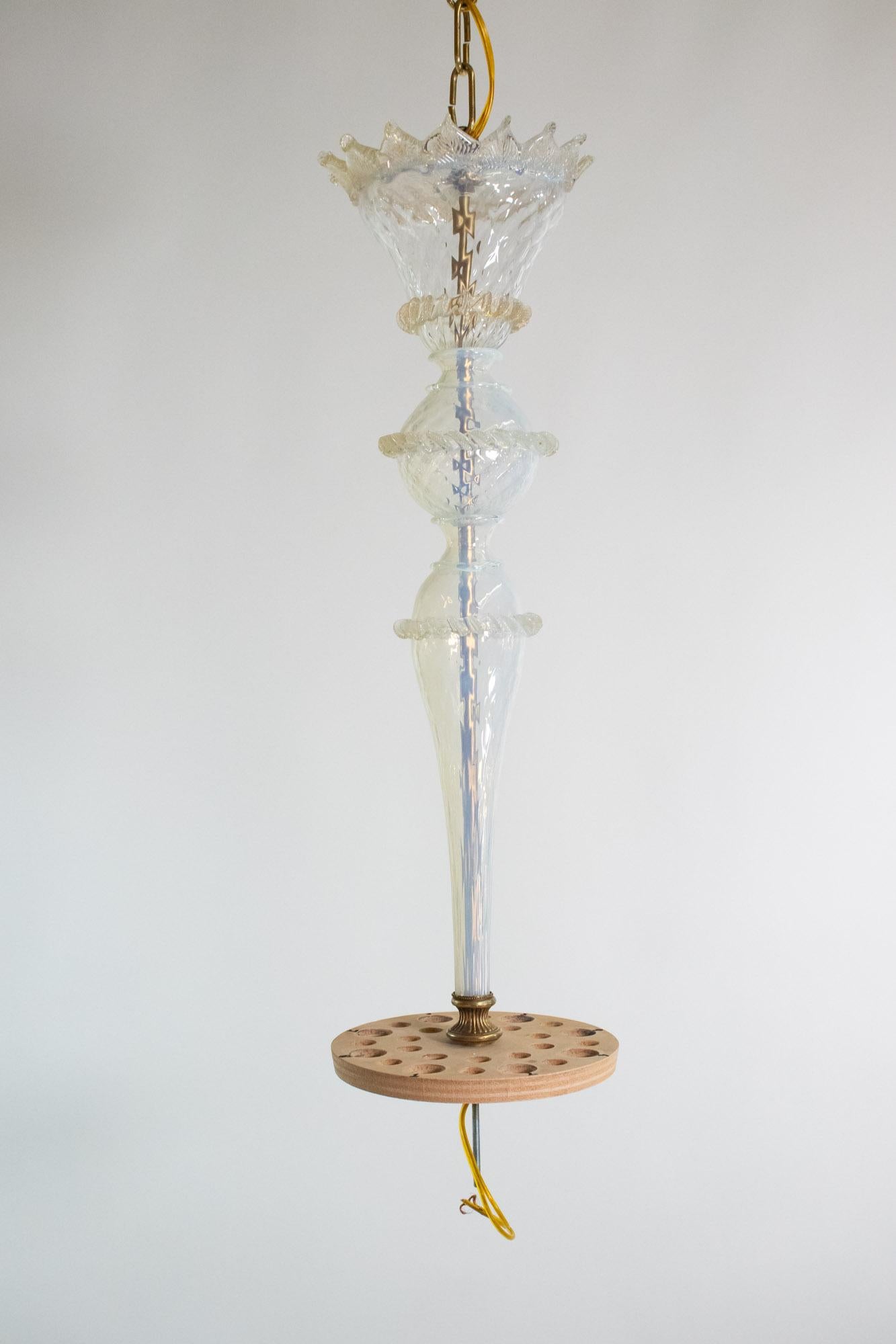 Mid-Century Baroque Style Eight Arm Gold Infused Opaline Murano Chandelier 12