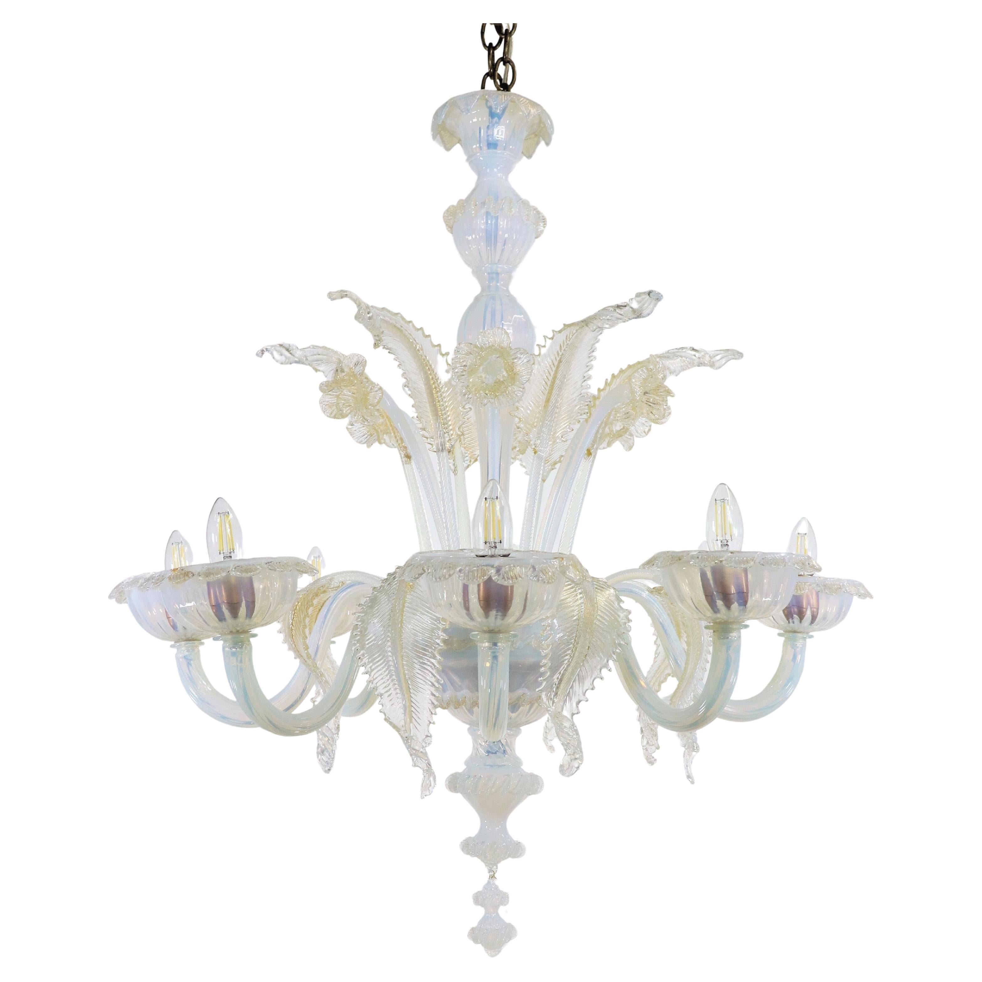 Achtarmiger Barock-Kronleuchter aus Murano mit Goldfüllung aus der Jahrhundertmitte
