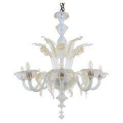 Achtarmiger Barock-Kronleuchter aus Murano mit Goldfüllung aus der Jahrhundertmitte