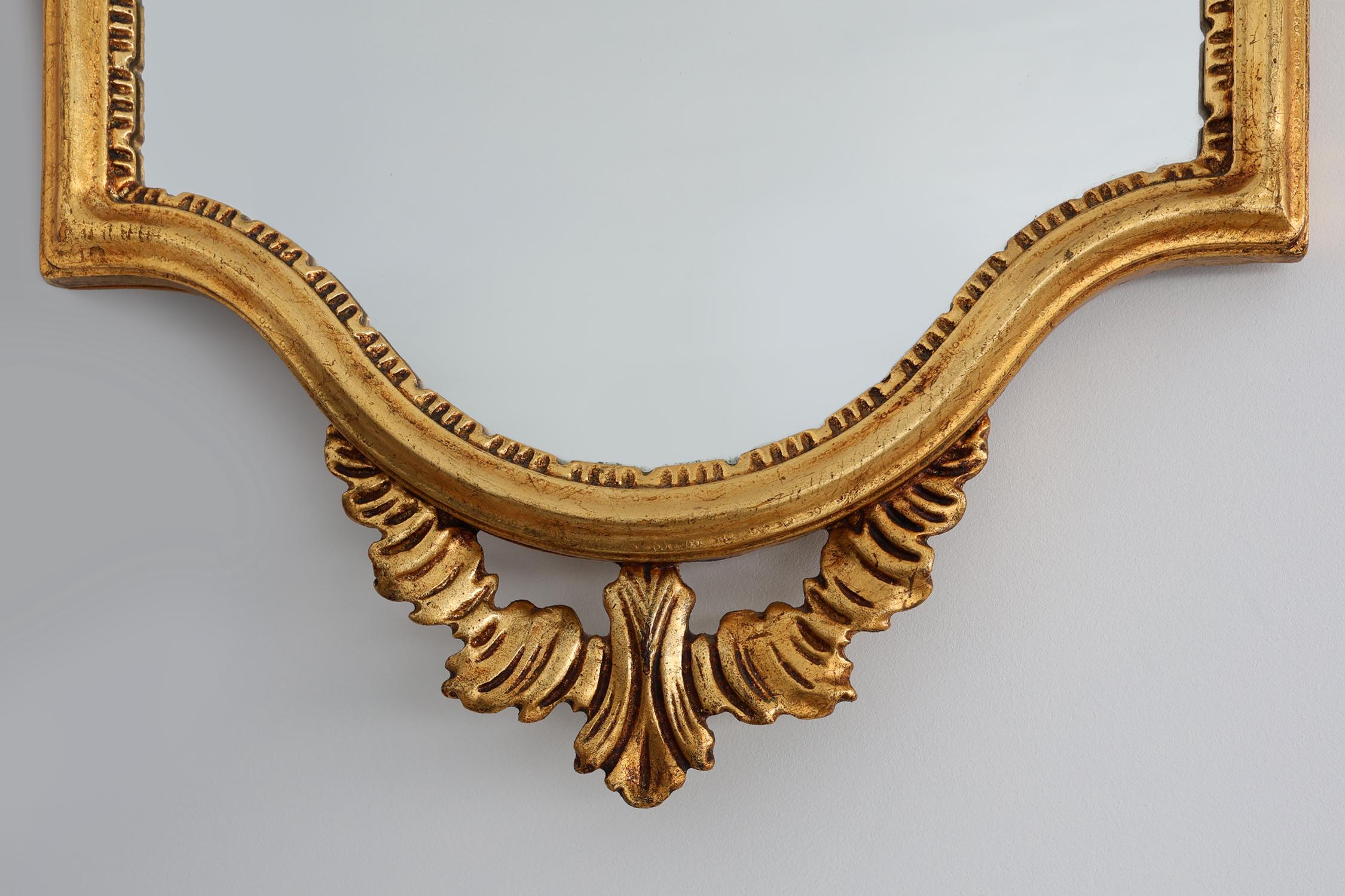Baroque Revival Mid-Century Baroque Style Gilded Mirror, France, 1950s For Sale