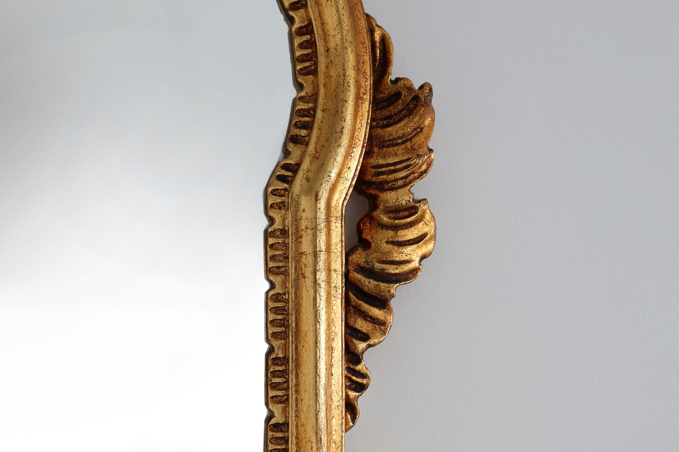 French Mid-Century Baroque Style Gilded Mirror, France, 1950s For Sale
