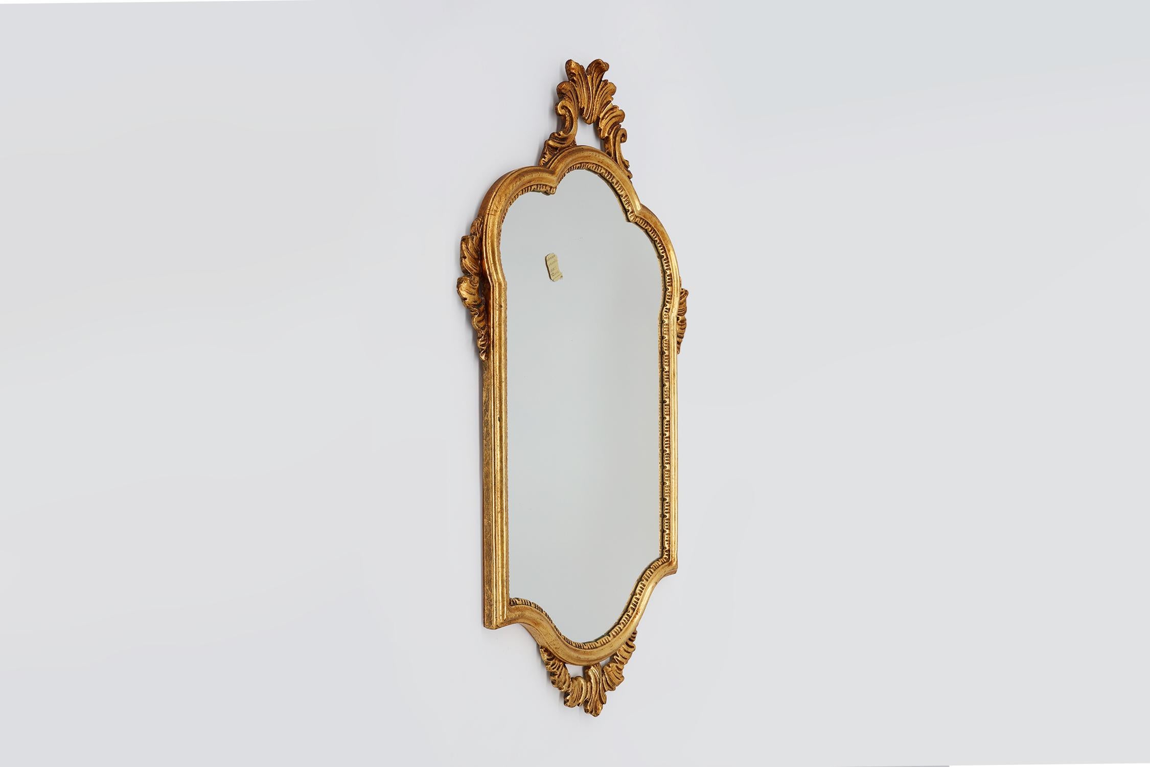 Mid-Century Baroque Style Gilded Mirror, France, 1950s For Sale 1