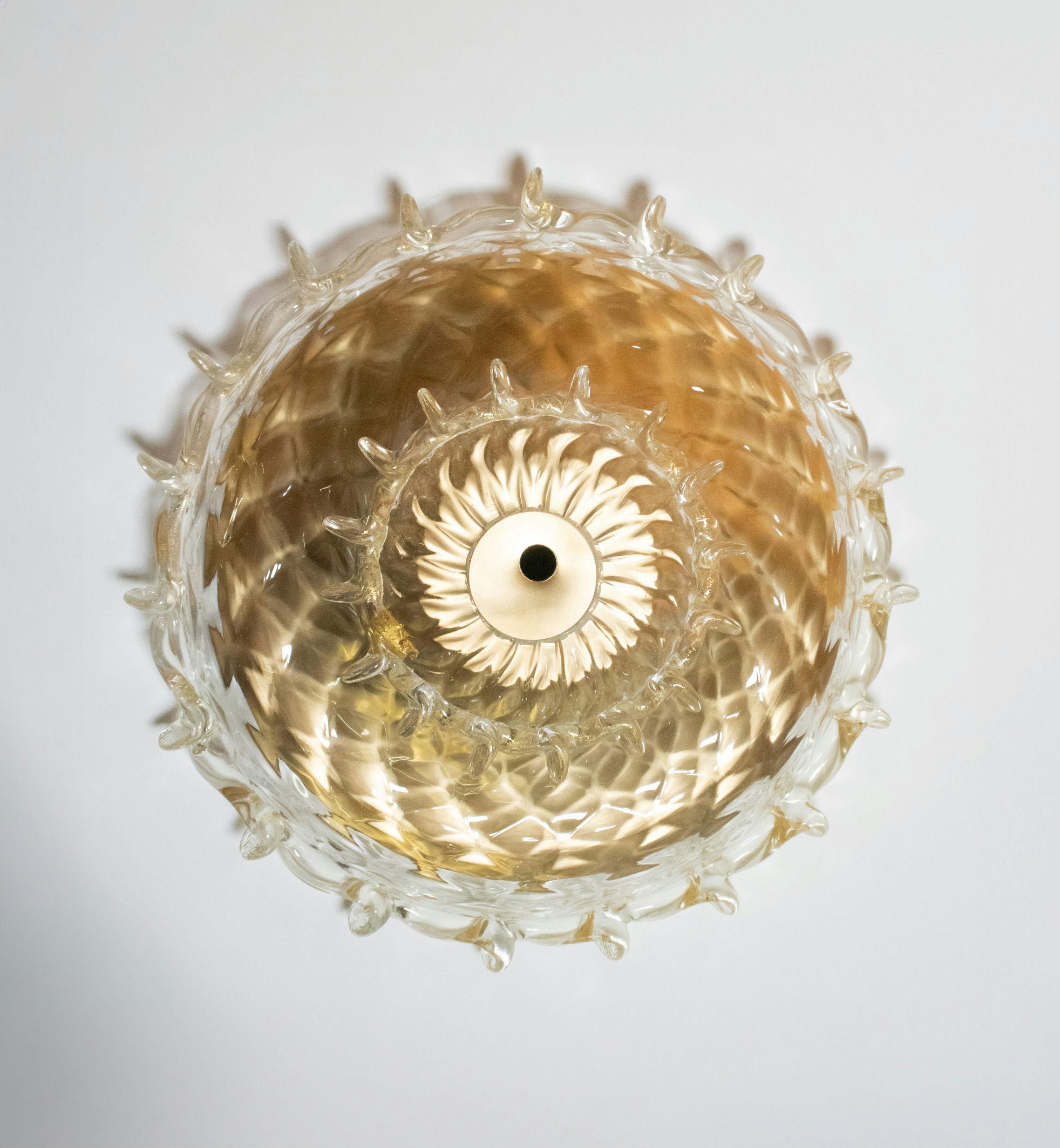 Lampadario di Murano in stile barocco di metà secolo con infusione d'oro 10
