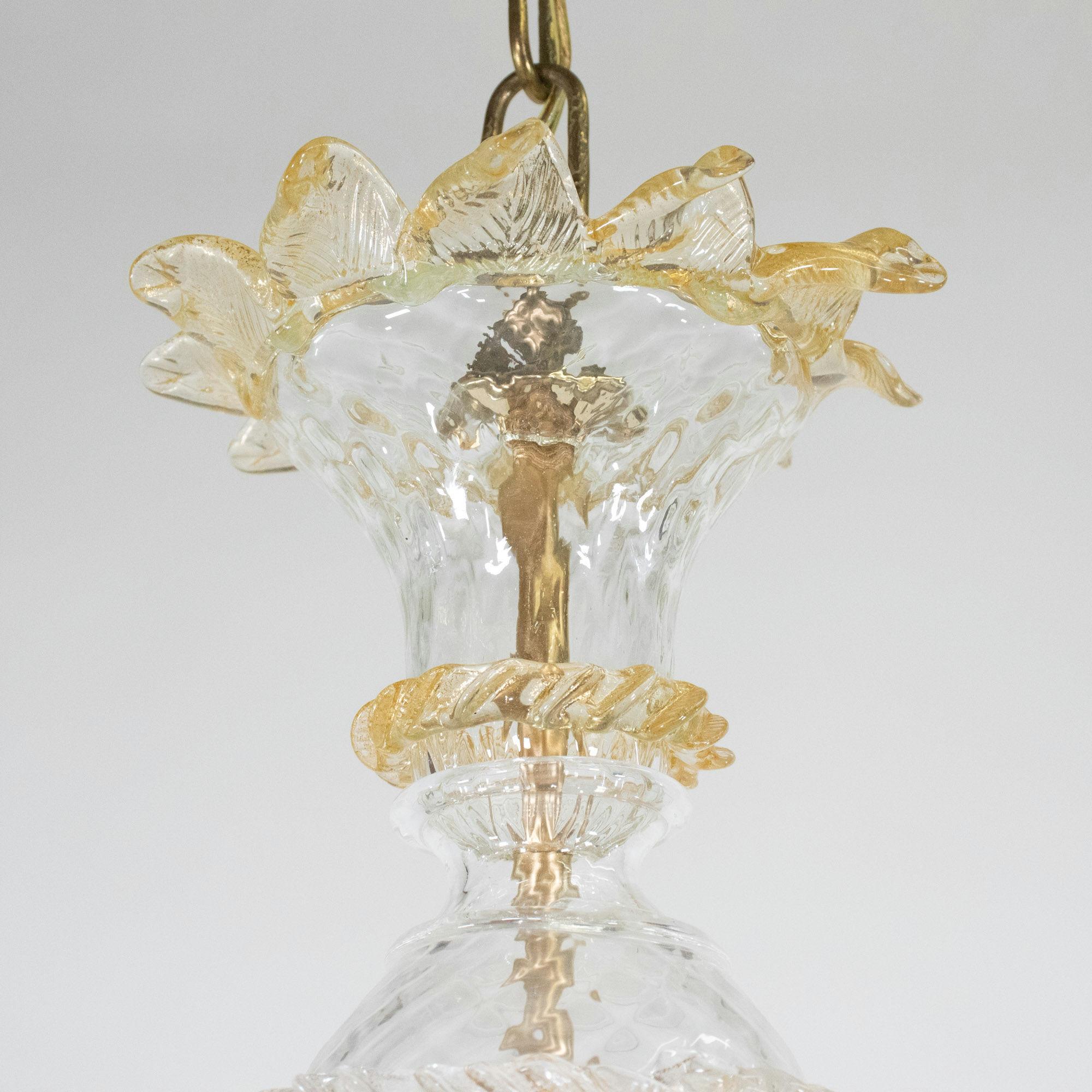 Lampadario di Murano in stile barocco di metà secolo con infusione d'oro 12